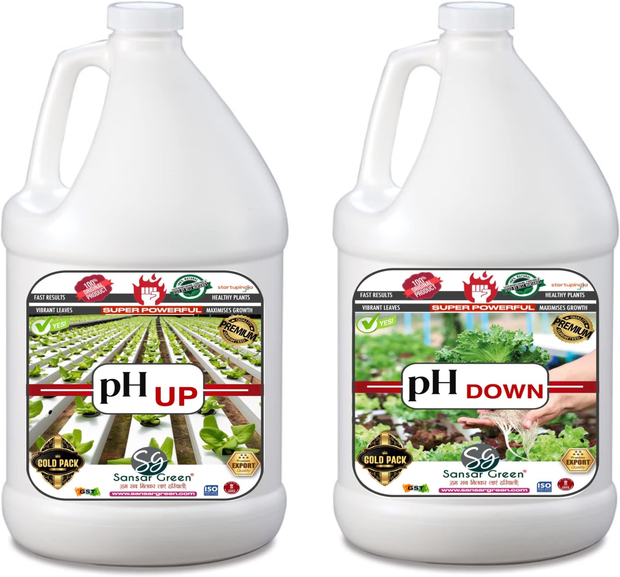Sansar Green® pH Up and pH Down Liquid Essential Powerful Fertilizer for hydroponic Farming (1000 ml + 1000 ml)