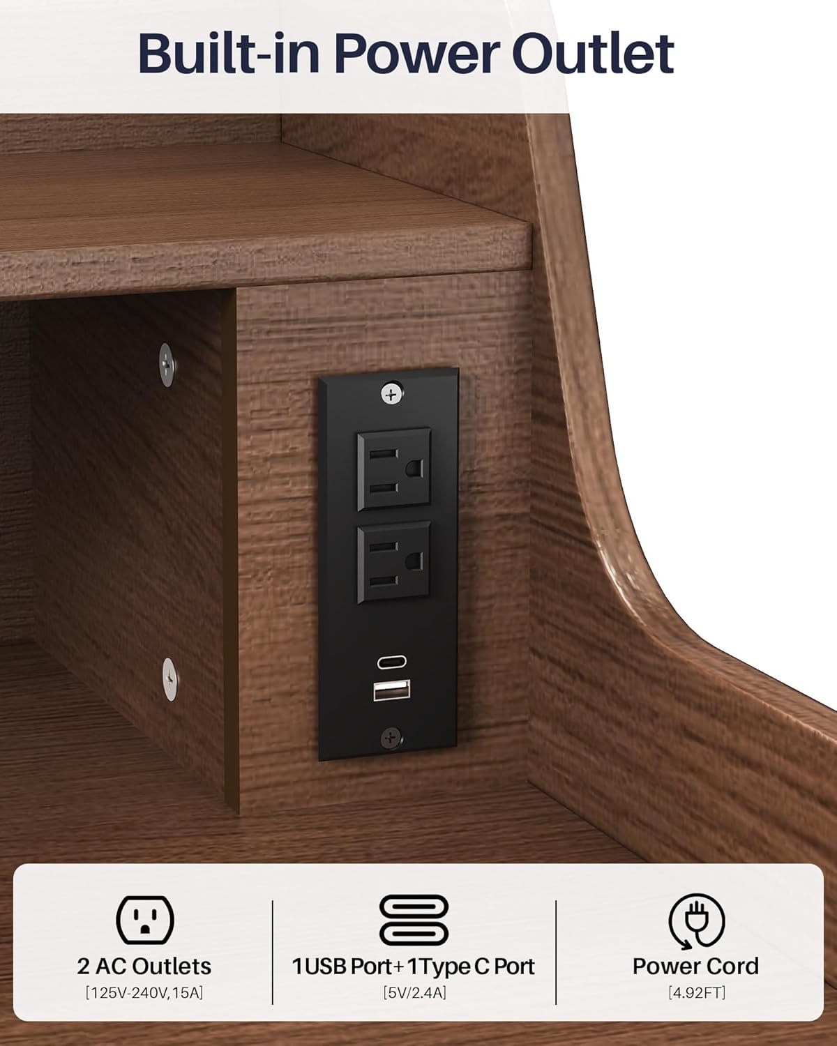 2 Tier Washer Dryer Countertop, 54" W x 27.5" D Laundry Countertop with Power Outlet, Wood Washer and Dryer Topper with Non-Slip Pad, Dryer Cover Shelf for Laundry Room Organization (Walnut)