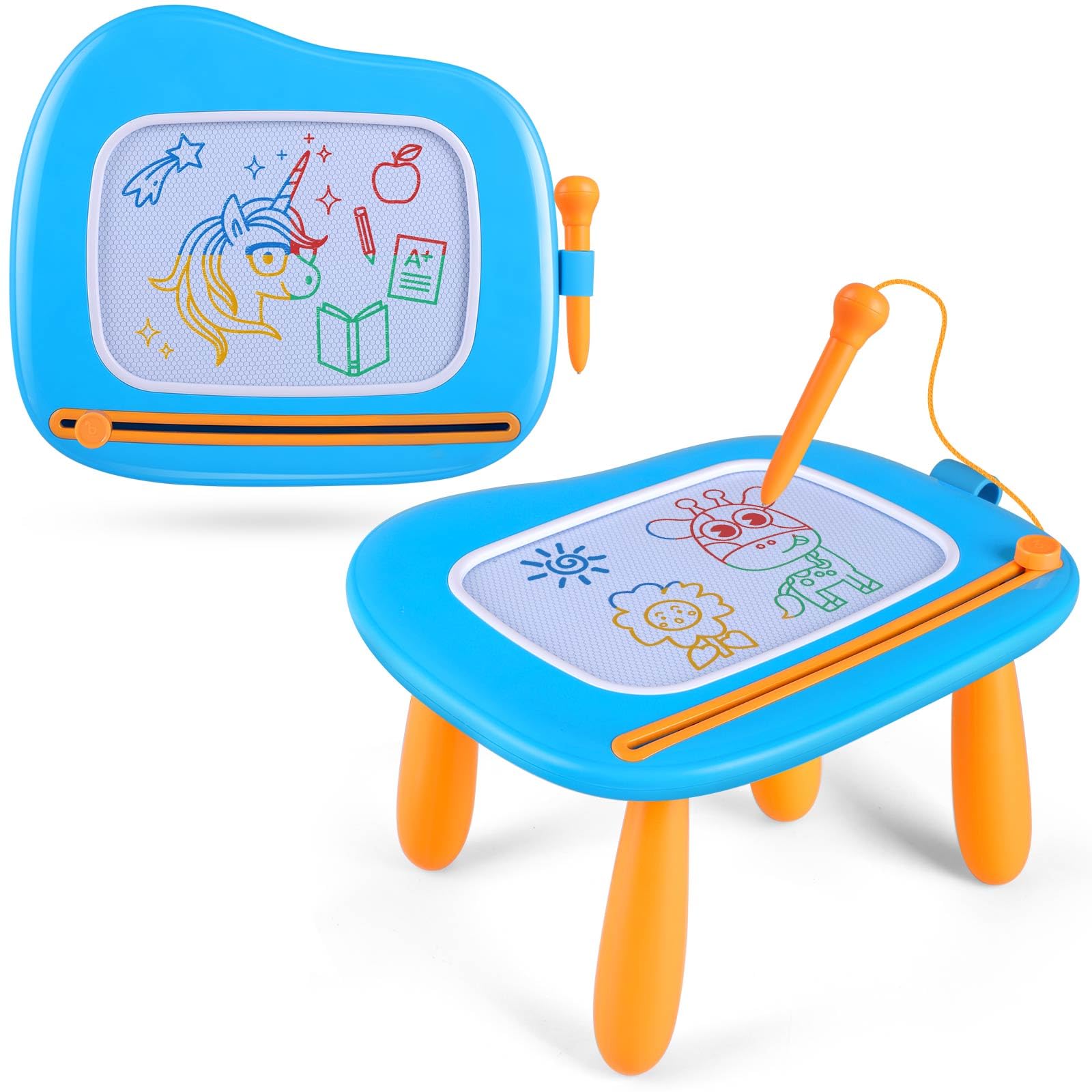 Smasiagon Juguetes Niños 1 2 3 Años, Pizarra Magnetica Infantil, Colorido Tableta Dibujo Magnético con Patas, Juguetes Educativos y Regalo Cumpleaños para Niñas Niños de 1-3 Años (Azul)