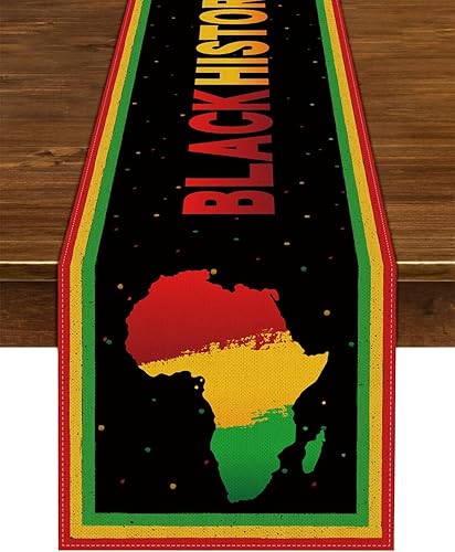 Nepnuser Camino de mesa del mes de la historia negra afroamericana, decoración de fiesta nacional afroamericana, decoración del hogar, cocina,