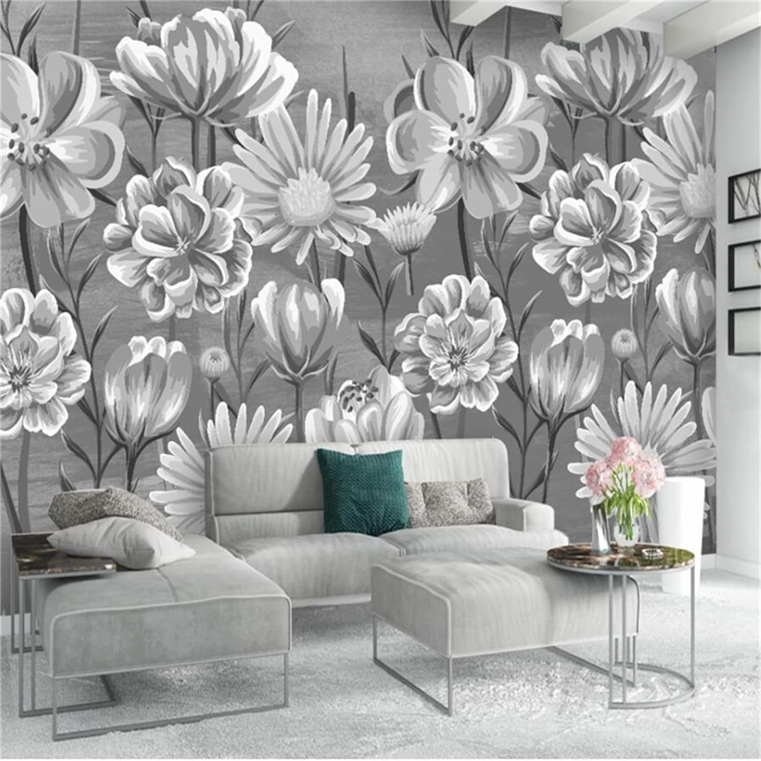 Papier peint autocollant 3D fleurs pour transformer la salle à manger et la chambre