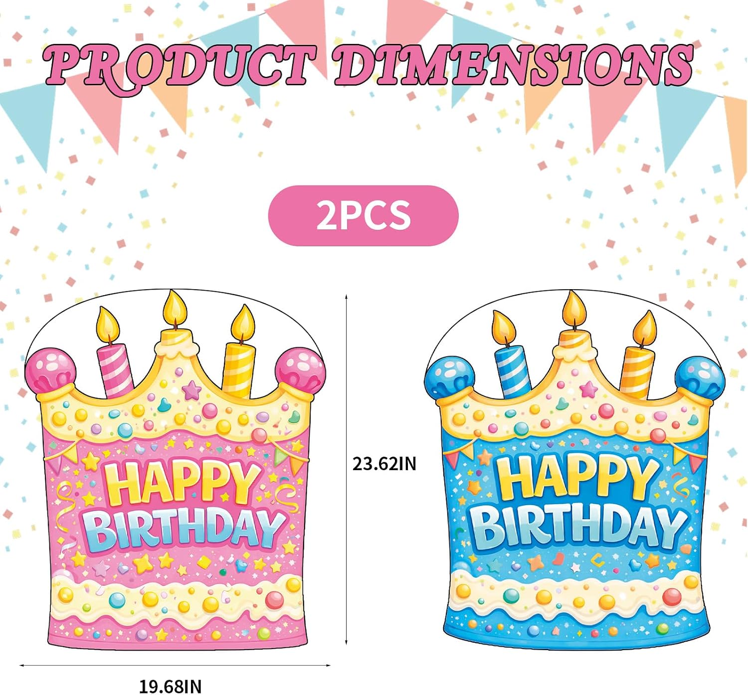 EUOYUFO 2Pcs Birthday Chair Covers, Happy Birthday Crown Design Dining Chair Slipcovers for Home, Party Event Decoration