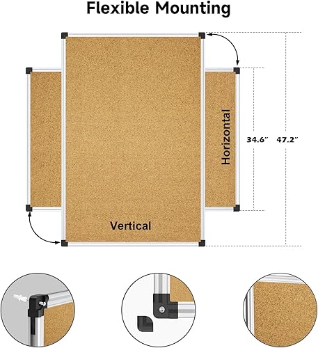 Vista 30 de XBoard Tablero de corcho de 48 x 36 pulgadas, tablero de anuncios con pasador de empuje para exhibición y organización