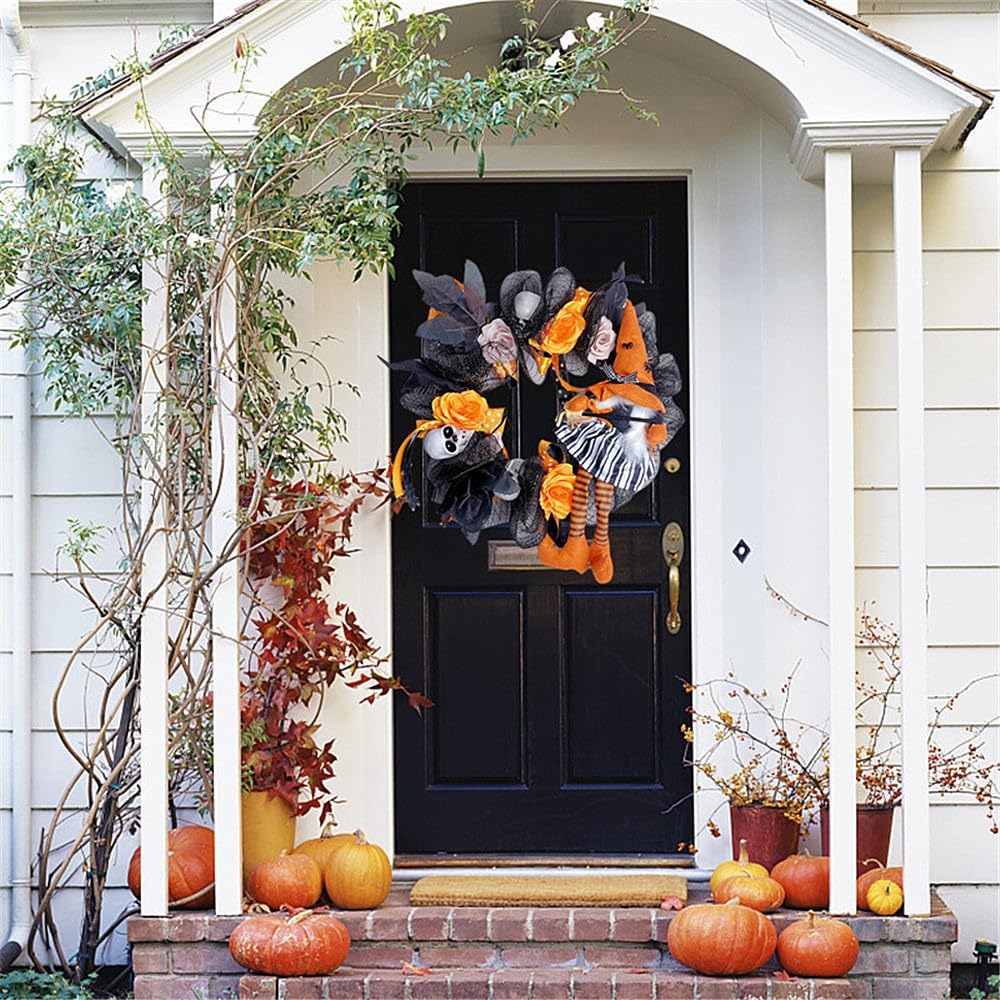 足長オバケさん❣️うきうきハロウィーンリース お友達も一緒 玄関