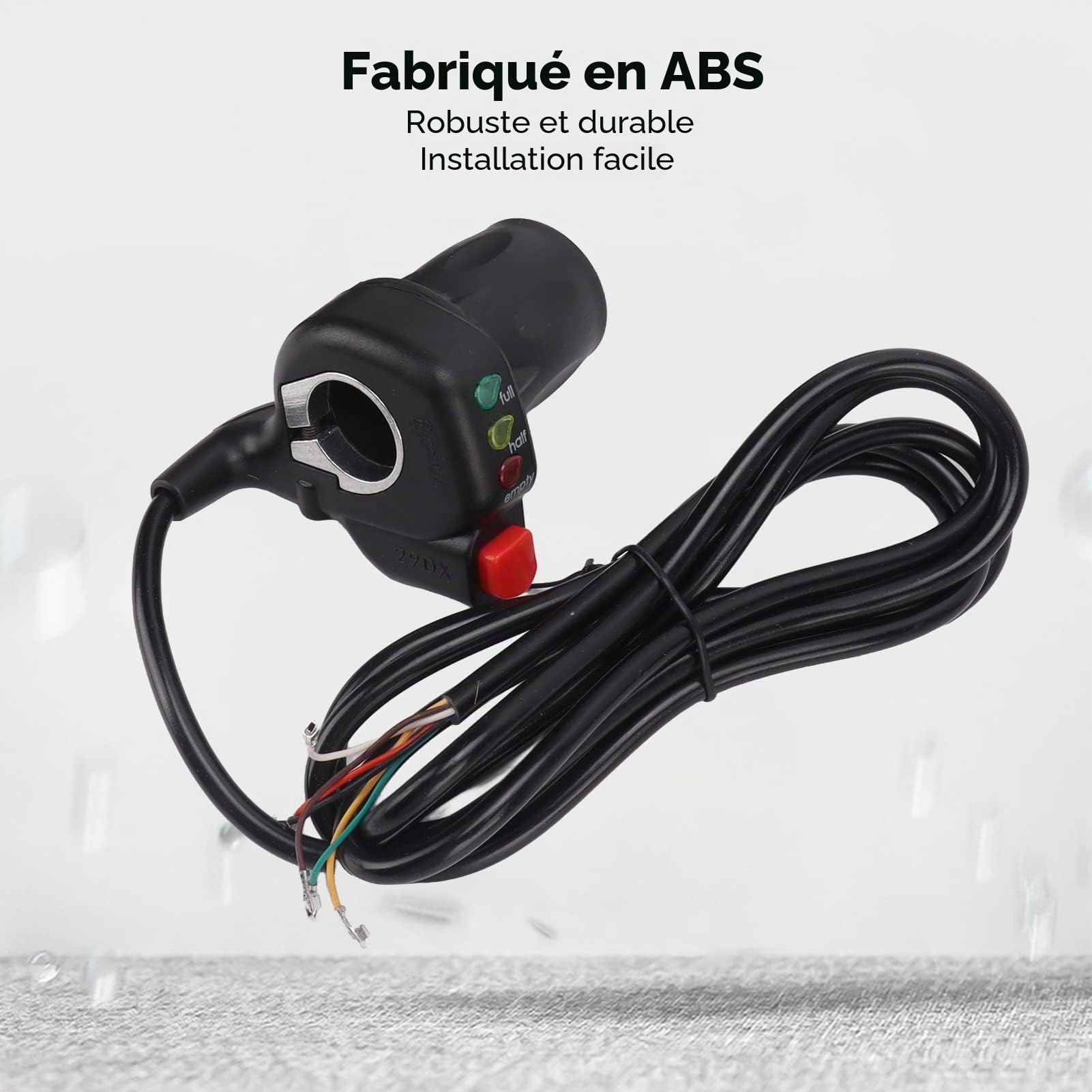 Poignée d'accélérateur de vélo électrique, Commande de Vitesse Universelle à Droite Demi-Torsion 22 mm, 48 V, ABS Durable, pour vélos électriques et Scooters
