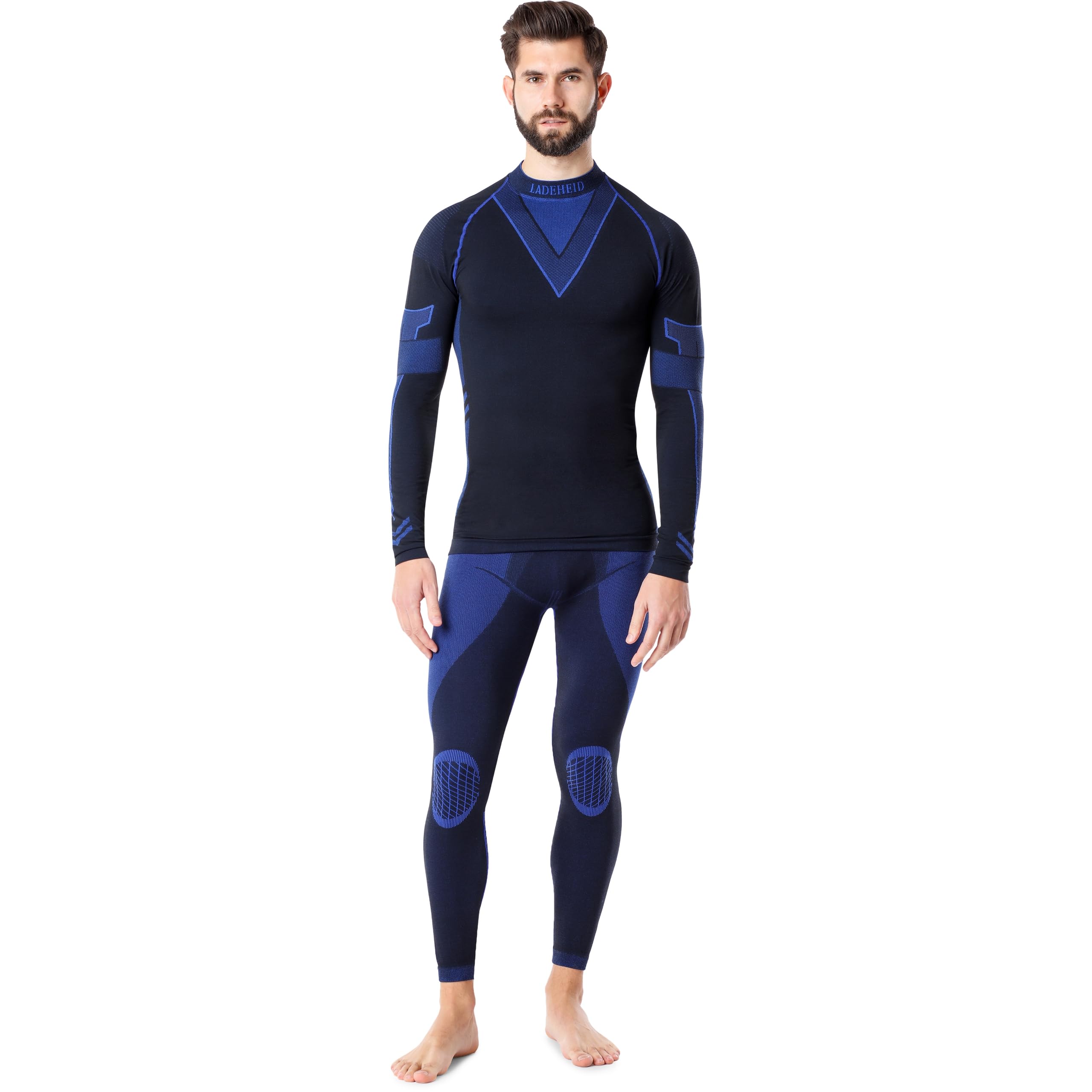 Ladeheid Herren Winter Thermounterwäsche Funktionsunterwäsche Set Langarm Shirt Lange Unterhose Thermoaktiv LAGI003