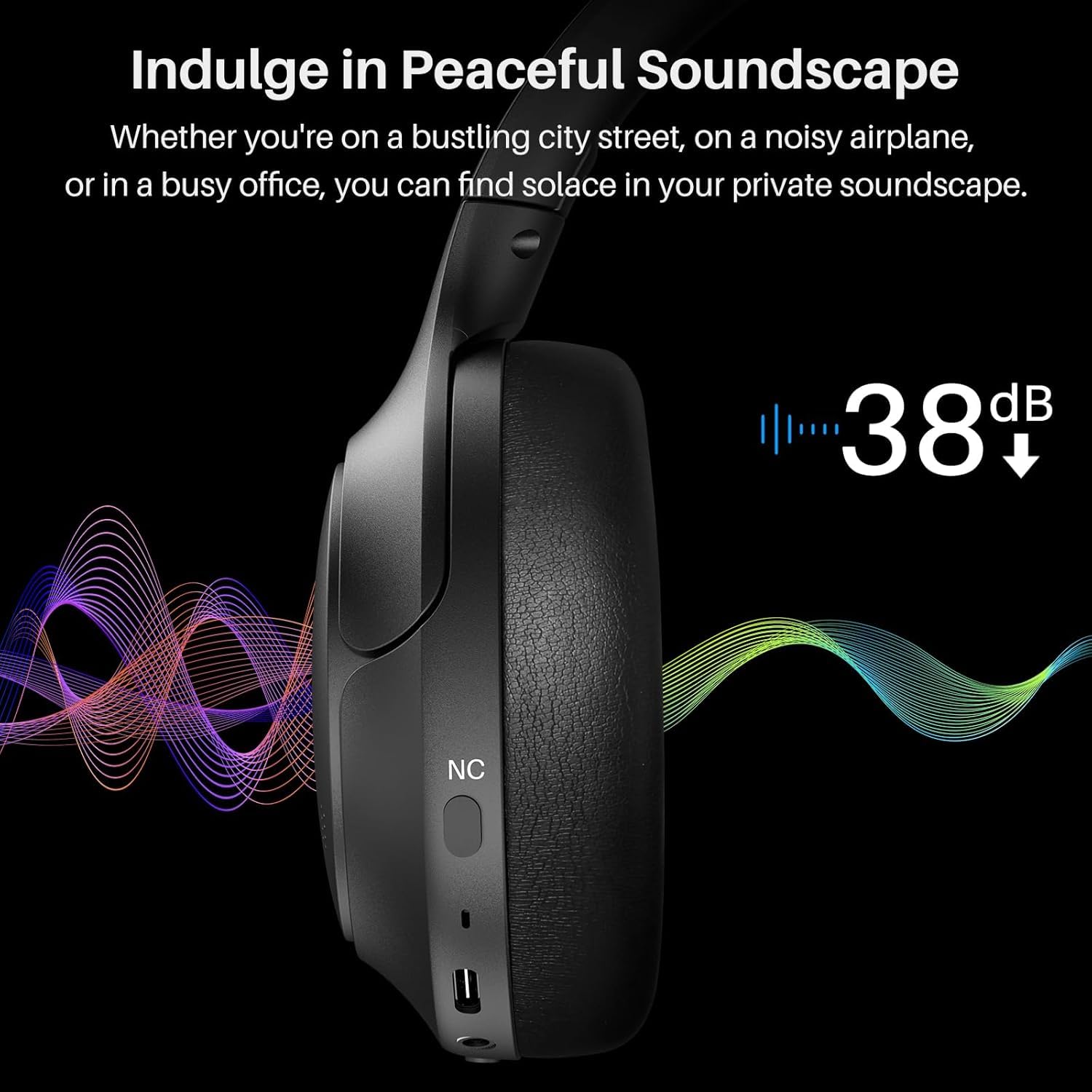 TOZO Cuffie Bluetooth 6.0 con ANC Ibrido, 5 Mics per Chiamate Chiare | Audio Hi-Res Spaziale, 32 EQ, Connessione Multipoint, Design Pieghevole con Cavo 3.5mm e USB-C