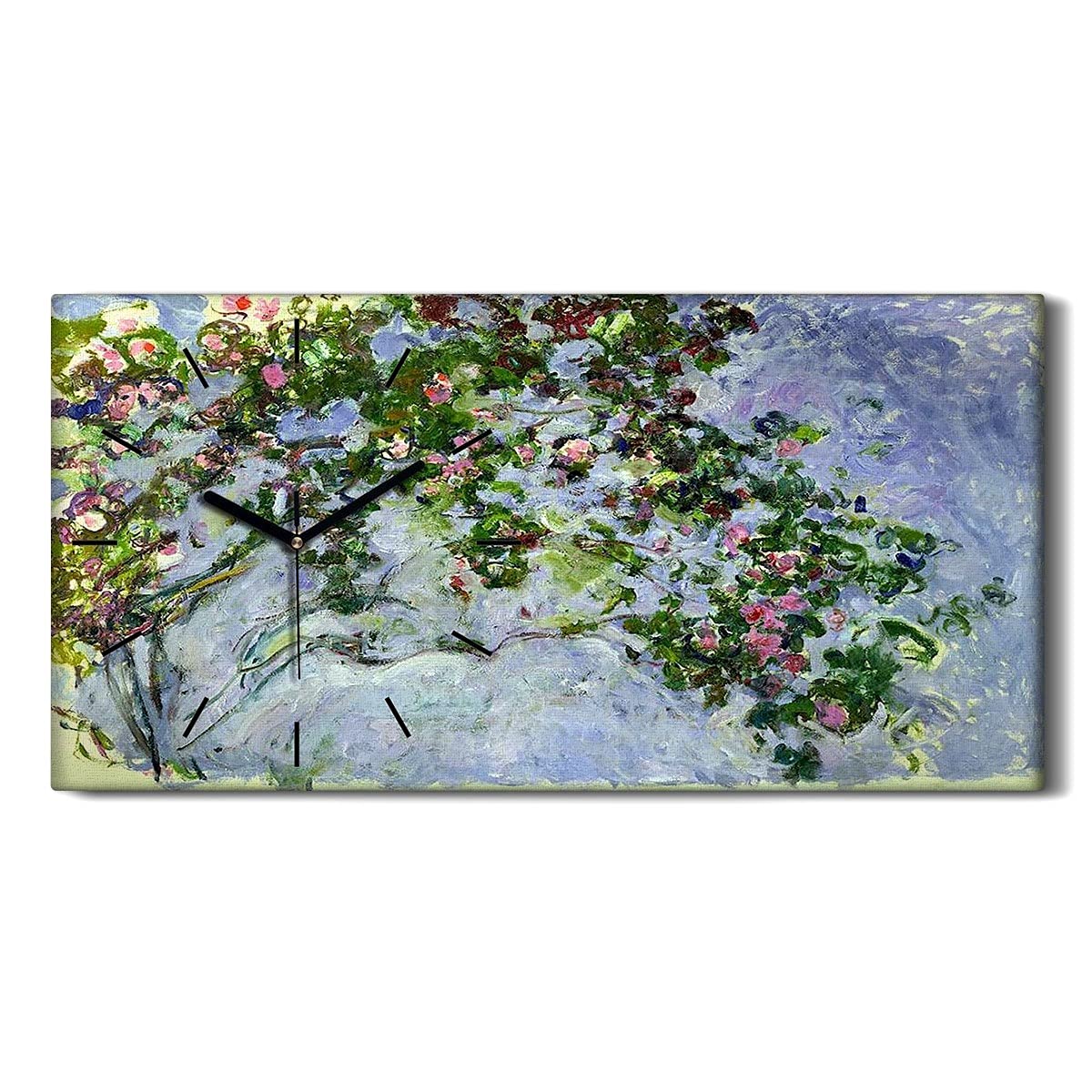 Horloge sur Toile Le Rosier 60x30cm Art Moderne Salon Émulsion Haut de Gamme