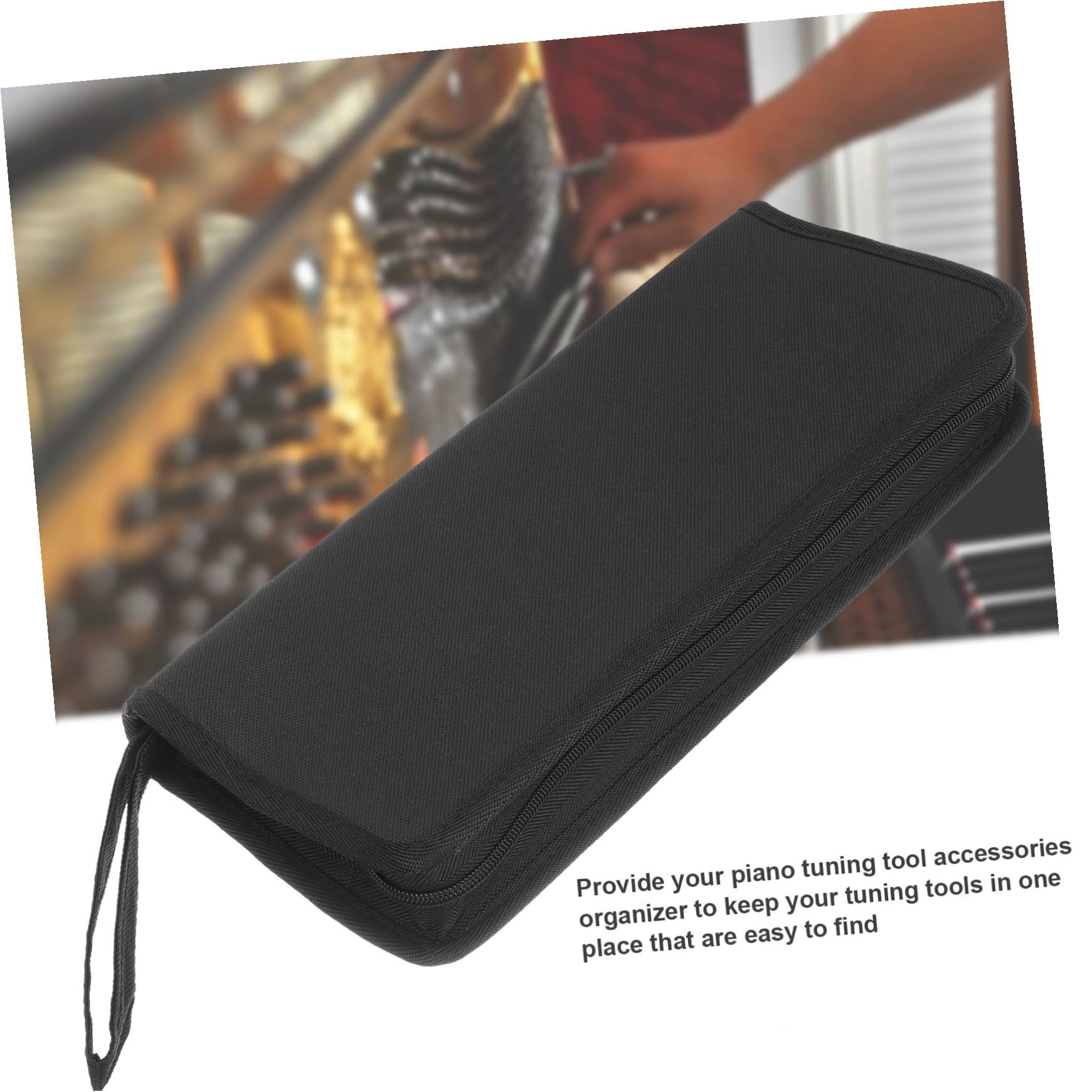 FRCOLOR Praktische Klavier stimmschlüssel Tasche Langlebiger Tuning Tools Organizer Leichter Reise aufbewahrungsbeutel für Klavierzubehör Robustes Material Reißfest mit Reißverschluss