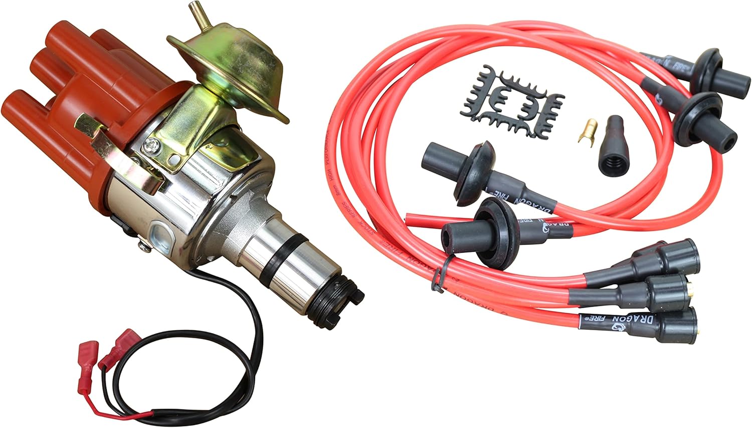 AIP Electronics Power Pack with Ignition Distributor and Low Ohm Plug Wire Set Compatible with 1960-1979 Volkswagen Bug Bus GHIA 0231170034 H4 OEM Fit Kit-1467