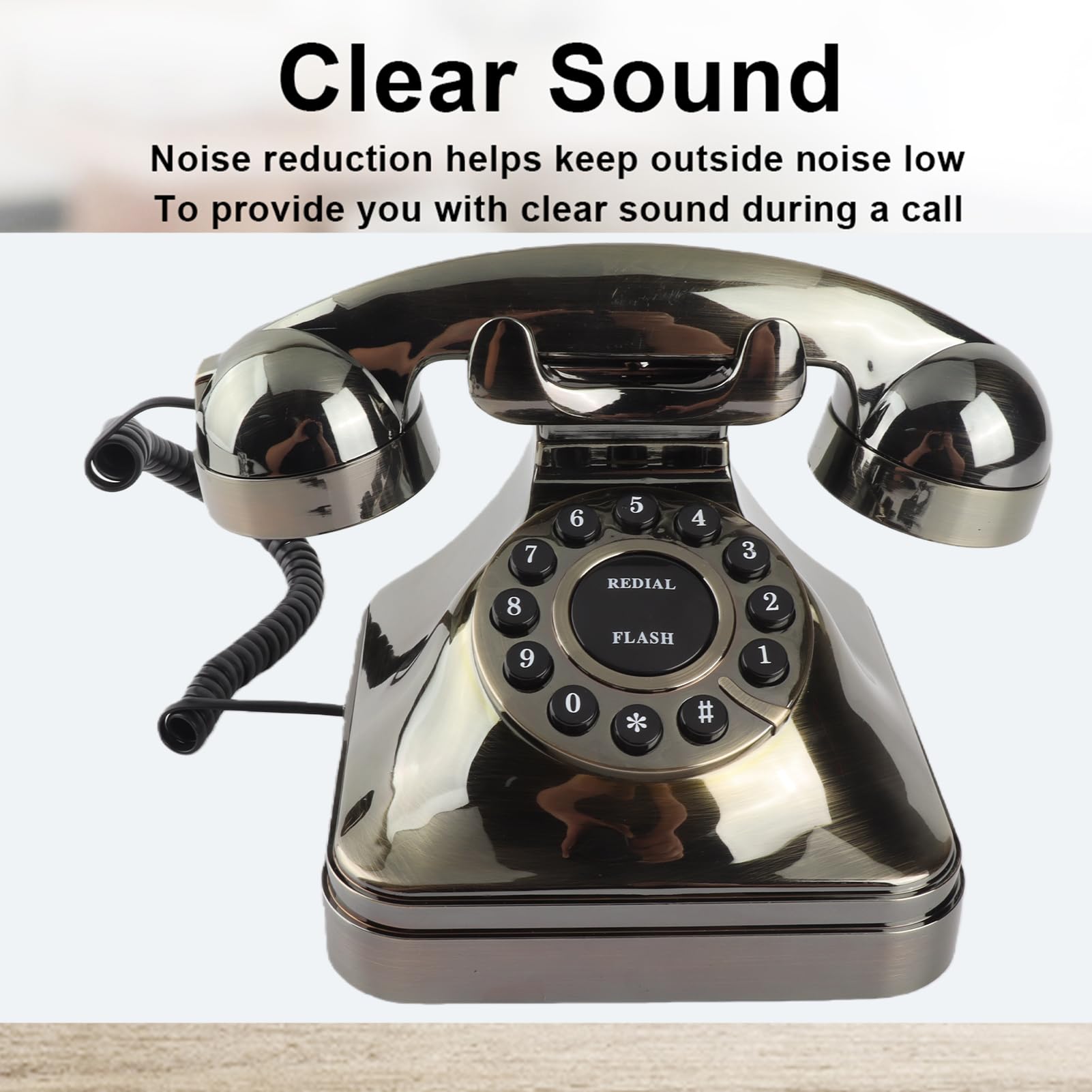 Yctze Antikes Telefon - WX-3011# Vintage Landline Telefon in Antik Bronze, Desktop Anrufer für Zuhause und Büro