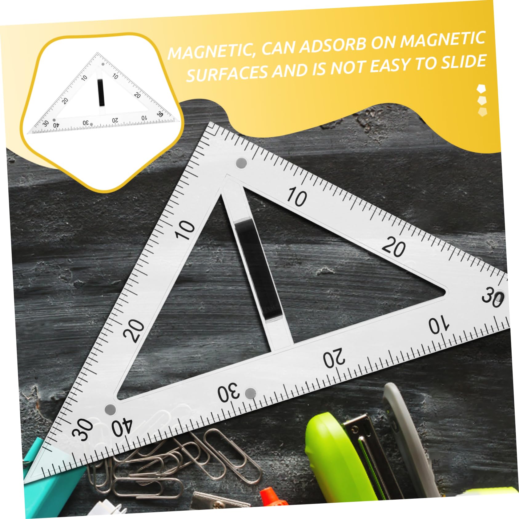 Cabilock Righello Didattico Righello Geometrico Multifunzionale Piastra Per Geometria Realizzato in Materiale Design Magnetico Angolo Gradi Goniometro Didattico Abs Durevolezza Facilità