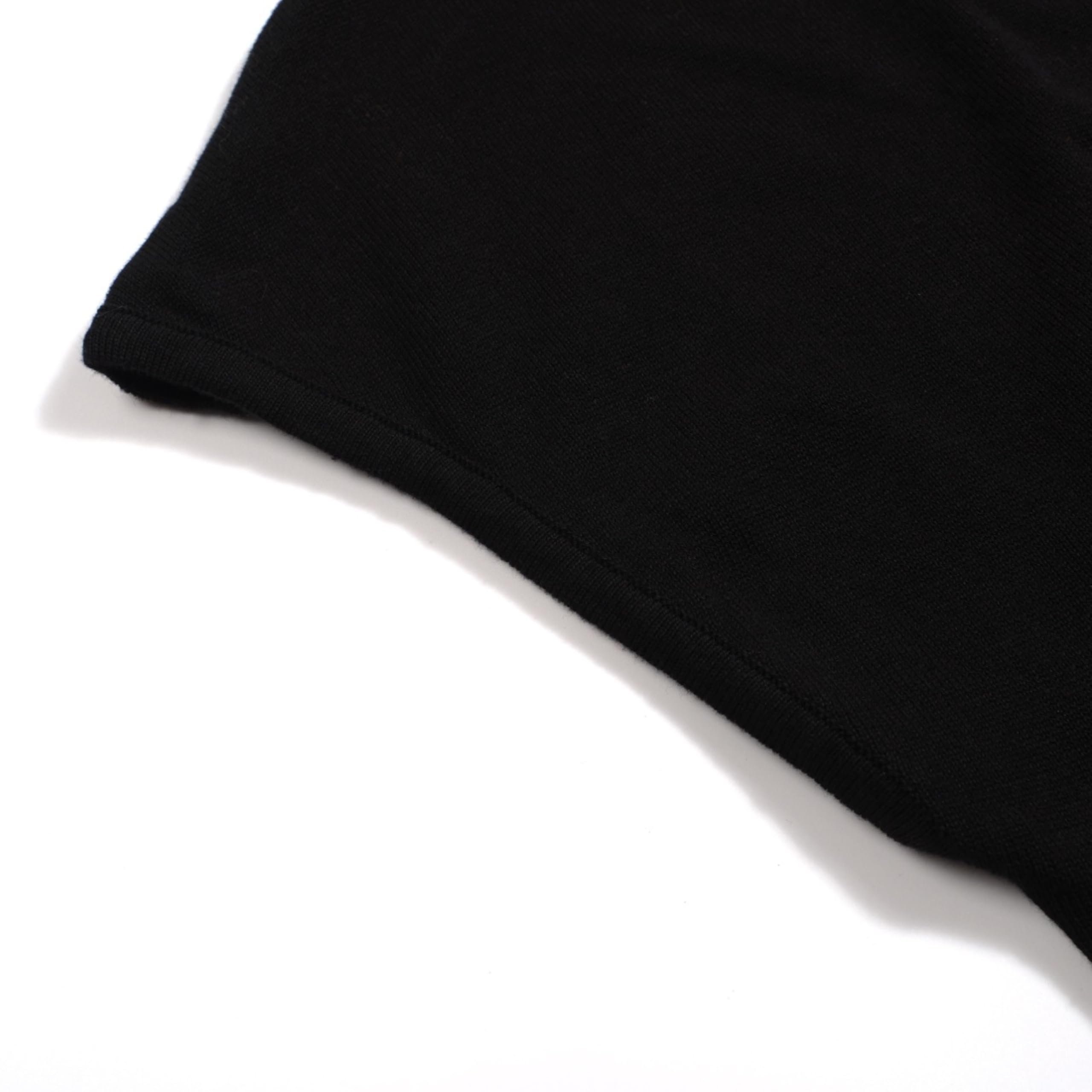 OXKNIT Off Shoulder Oberteil Damen Vintage Gestrickt Baumwolle Schwarze Freizeit T-Shirt Kurzarm mit Blitz Muster–Kurze Version