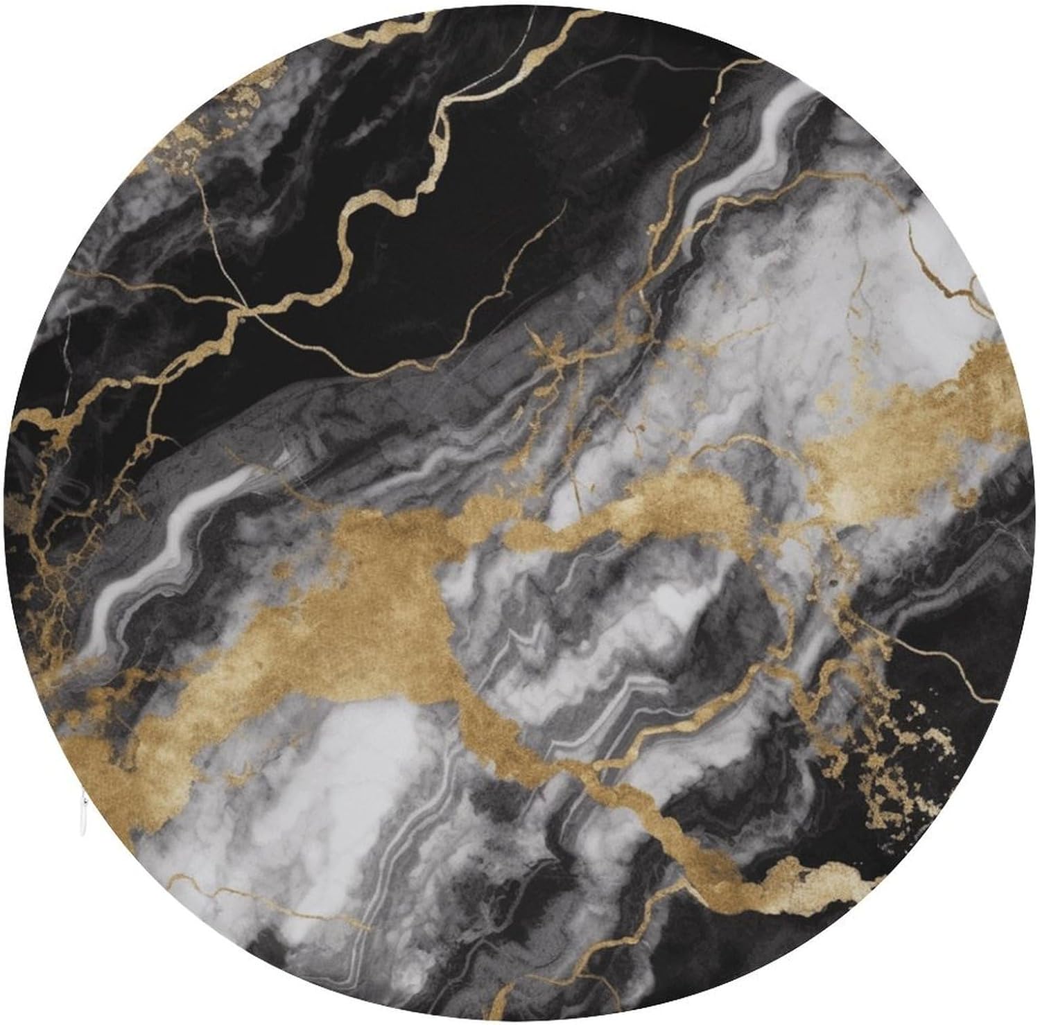 Black White Gold Foil Marble Stool Cushion,Soft Round Chair Pad Round Throw Pillow 15.3 Inch Diameter Super Comfy Thicken Seat Cushion - Office & Dining Room Chair Cushions