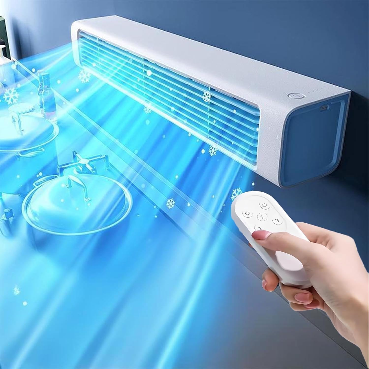 Breezamax, Breeze Max Air Cooler, Qinux Brizaac Climatiseur Mobile, Sherum Rafraichisseur D'air, Mini Climatiseur Portable, Silencieux et 3 Vitesses, Avec télécommande, Pour La Maison, Bureau (Blanc)