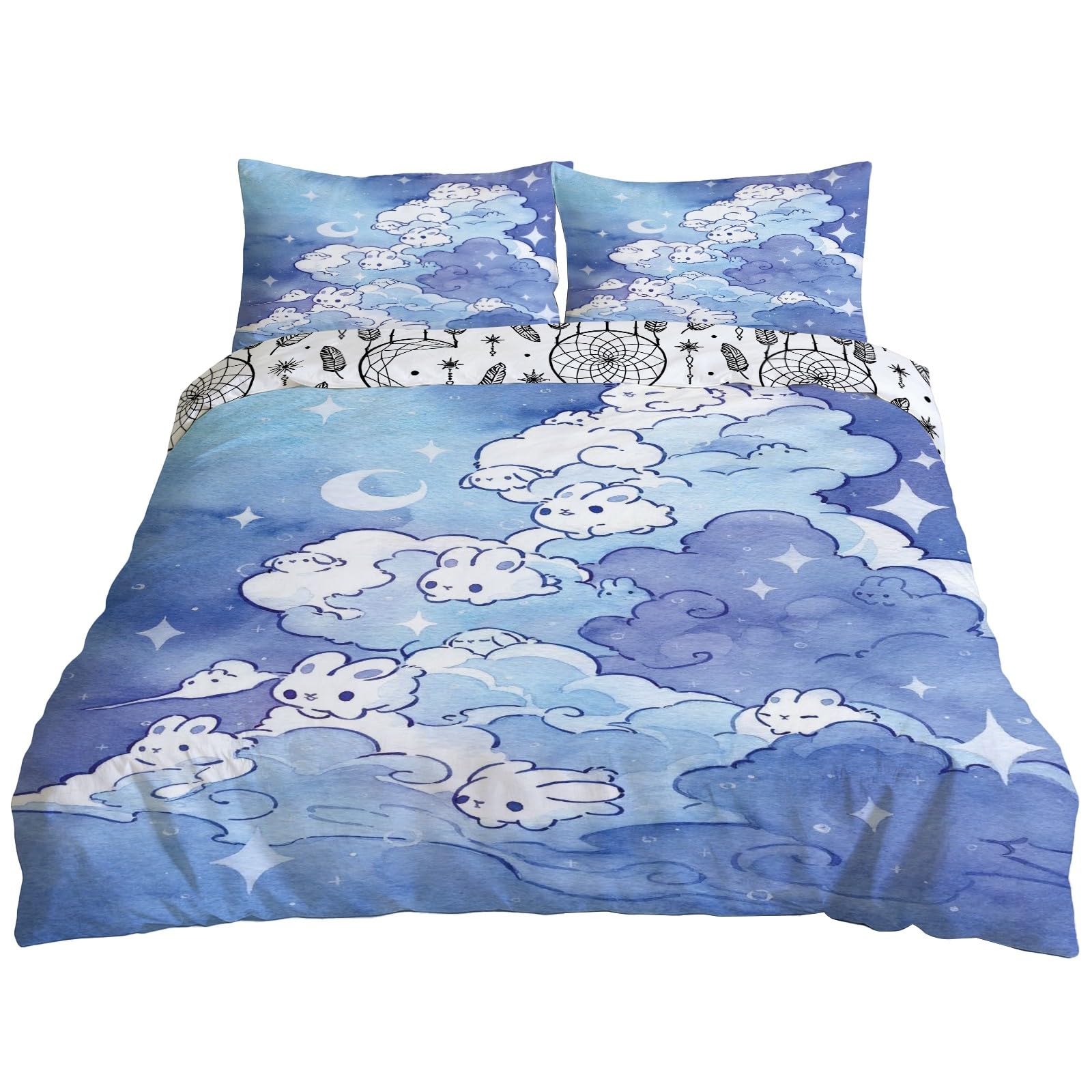 Housse de couette 240x220 cm réversible en microfibre douce avec ses 2 taies d'oreiller assorties