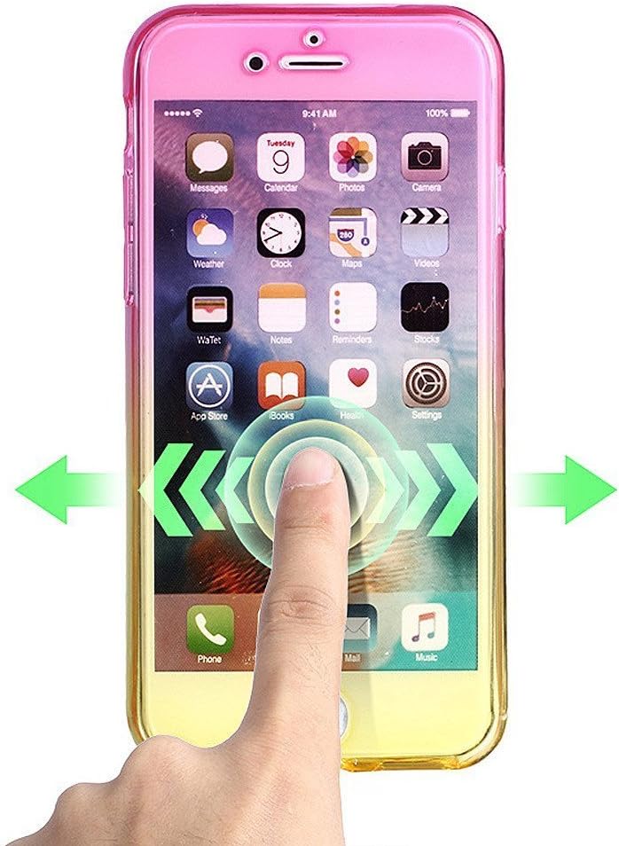 iPhone 7 Plus Case,PHEZEN Shockproof 360 Front and Back Full Body Protection Flexible TPU Bumper Case Anti-Scratch Protective Case for iPhone 7 Plus (2016) 5.5", Gradient Pink Purple