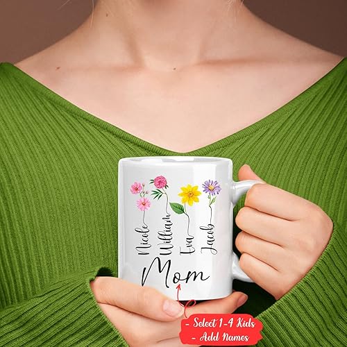 Miniatura 2 de Taza de café personalizada para mamá con nombres de niños, regalo para mamá de hija, hijo, taza personalizada para mamá, regalo para mamá, taza de