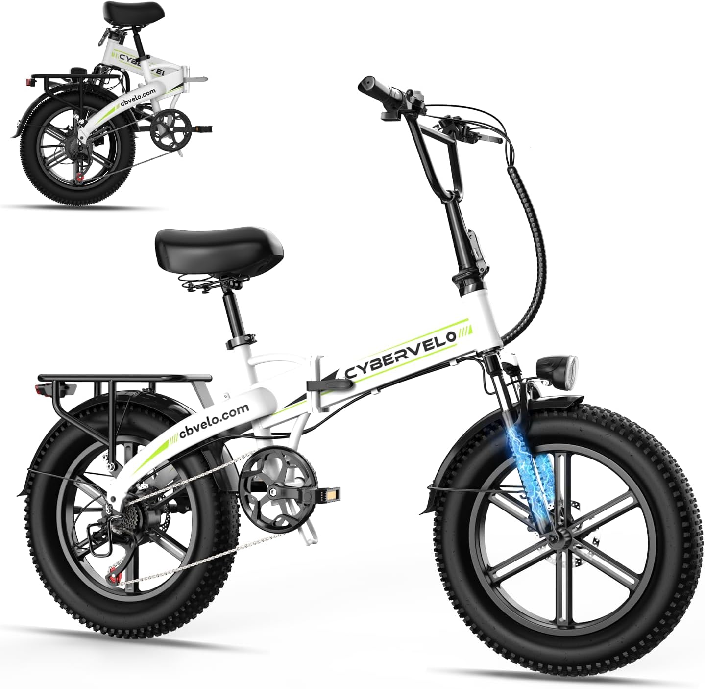 1000W Folding Electric Bike for Adults,60 Miles,20MPH,48V 20.8Ah Battery,20" Fat Tire Electric Bike,Front Suspension,7-Speed Commuter Ebike,UL2849 Certified