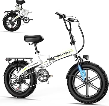 1000W Folding Electric Bike for Adults,60 Miles,20MPH,48V 20.8Ah Battery,20" Fat Tire Electric Bike,Front Suspension,7-Speed Commuter Ebike,UL2849 Certified