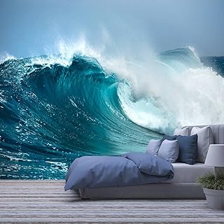 Modern 3D Ocean Wave Wallpaper Stick and Peel Wall Stickers Removable Wall Paper Mural for Living Room Bedroom TV Background Wall