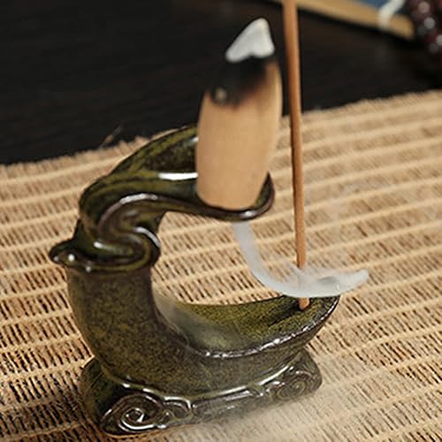 Miniatura 7 de Quemador de incienso de reflujo - Quemador de incienso decorativo estable y bonito aspecto de cascada, soporte de cerámica para el hogar, oficina,
