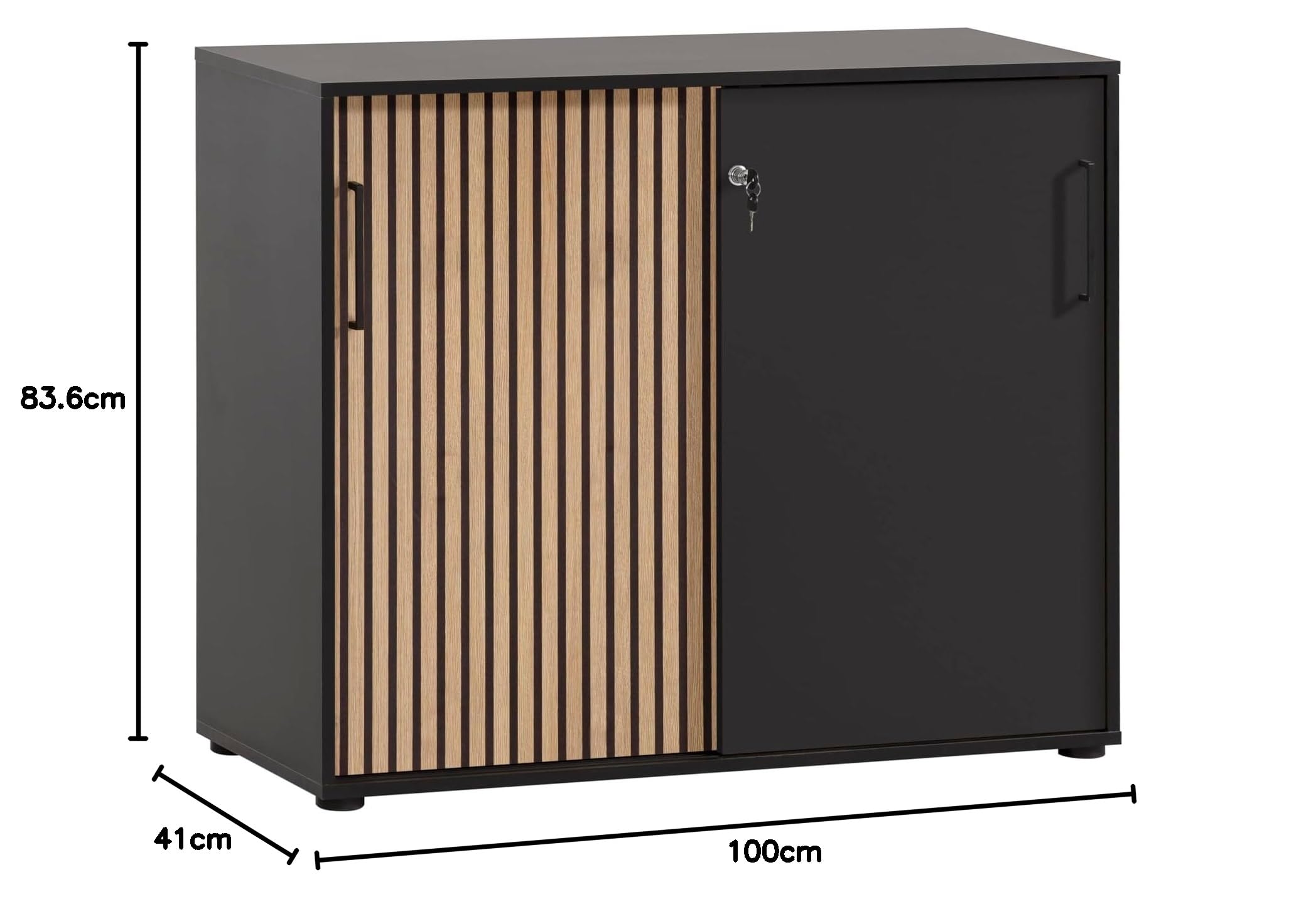 Schildmeyer Aktenschrank Hank 701972, Schwarzmatt/Akustikpaneel Optik, 100 x 41 x 83,6 cm