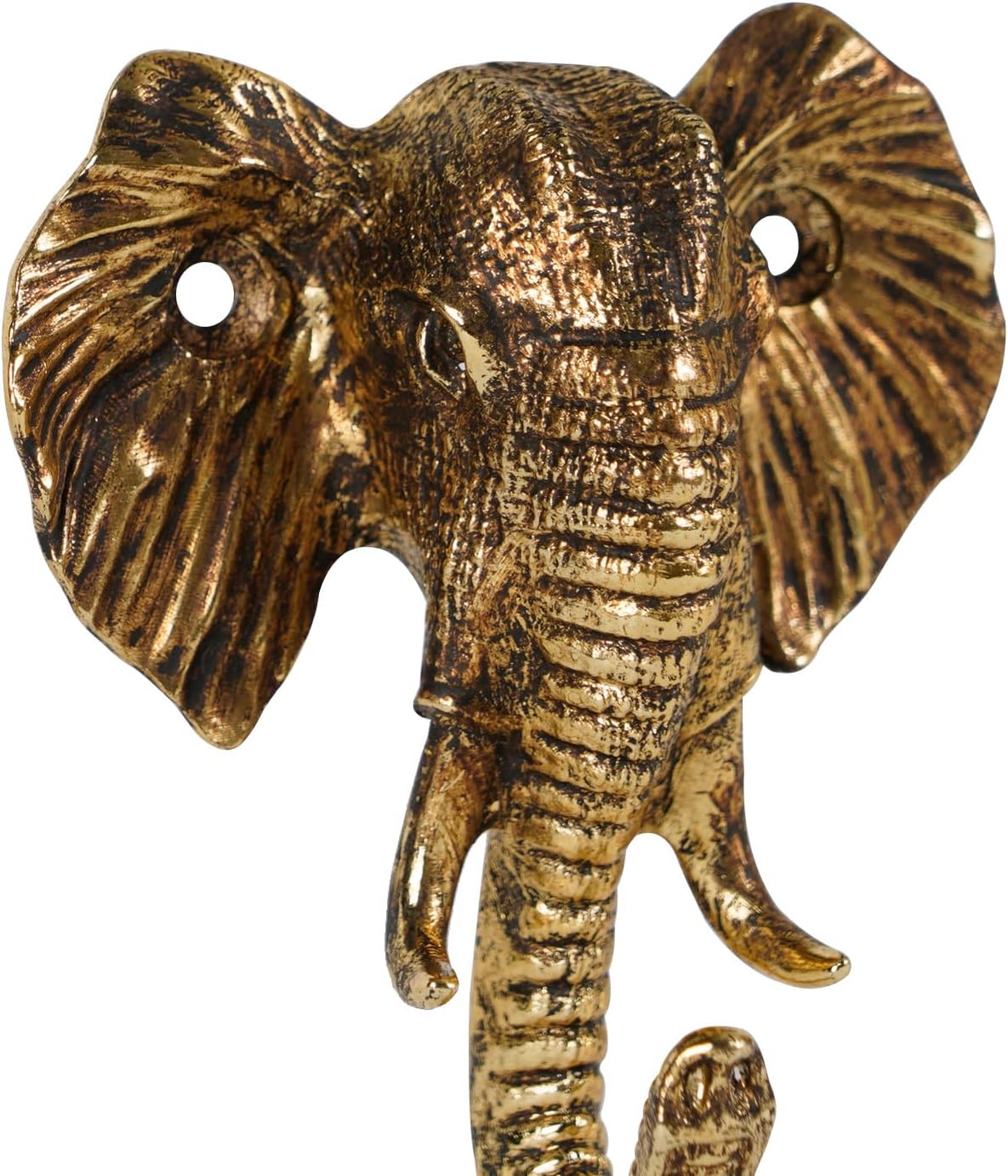 SOFFEE DESIGN 2PCS Metal Golden Coat Hook with Elephant Head Shape, Retro Decorative Wall Hooks for Entryway, Bathroom, Farmhouse Home Decor - Image 6