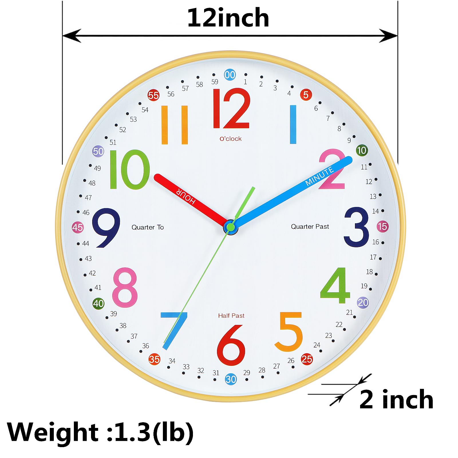 Amazon.com: Nbdeal 12inch Learning Clock for Kids, Teaching Clock