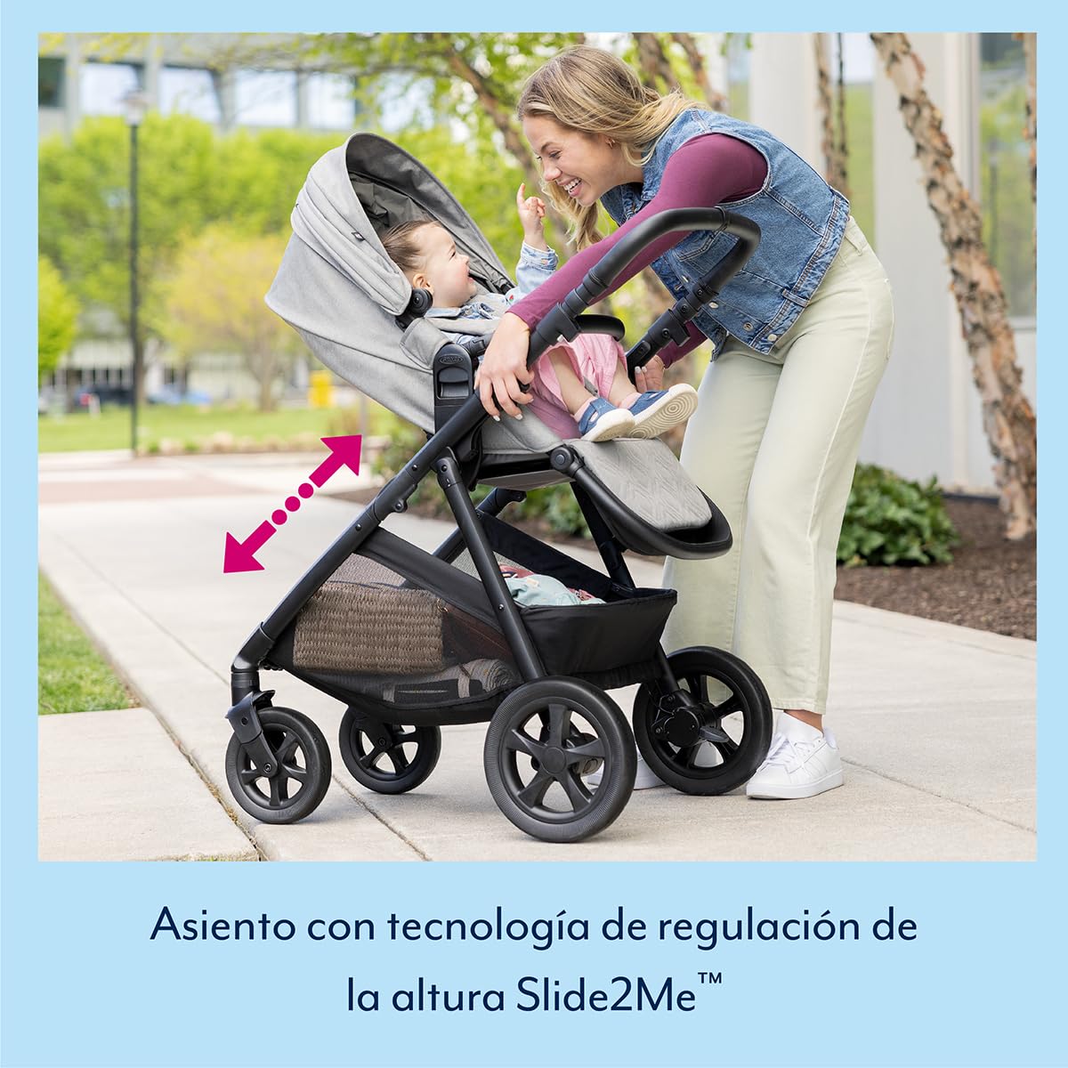 Graco - Near2Me™ DLX Trío Cochecito (nacimiento - 4 años aprox.), silla portabebés (hasta 12 meses), capazo (0-6 meses), color Ash