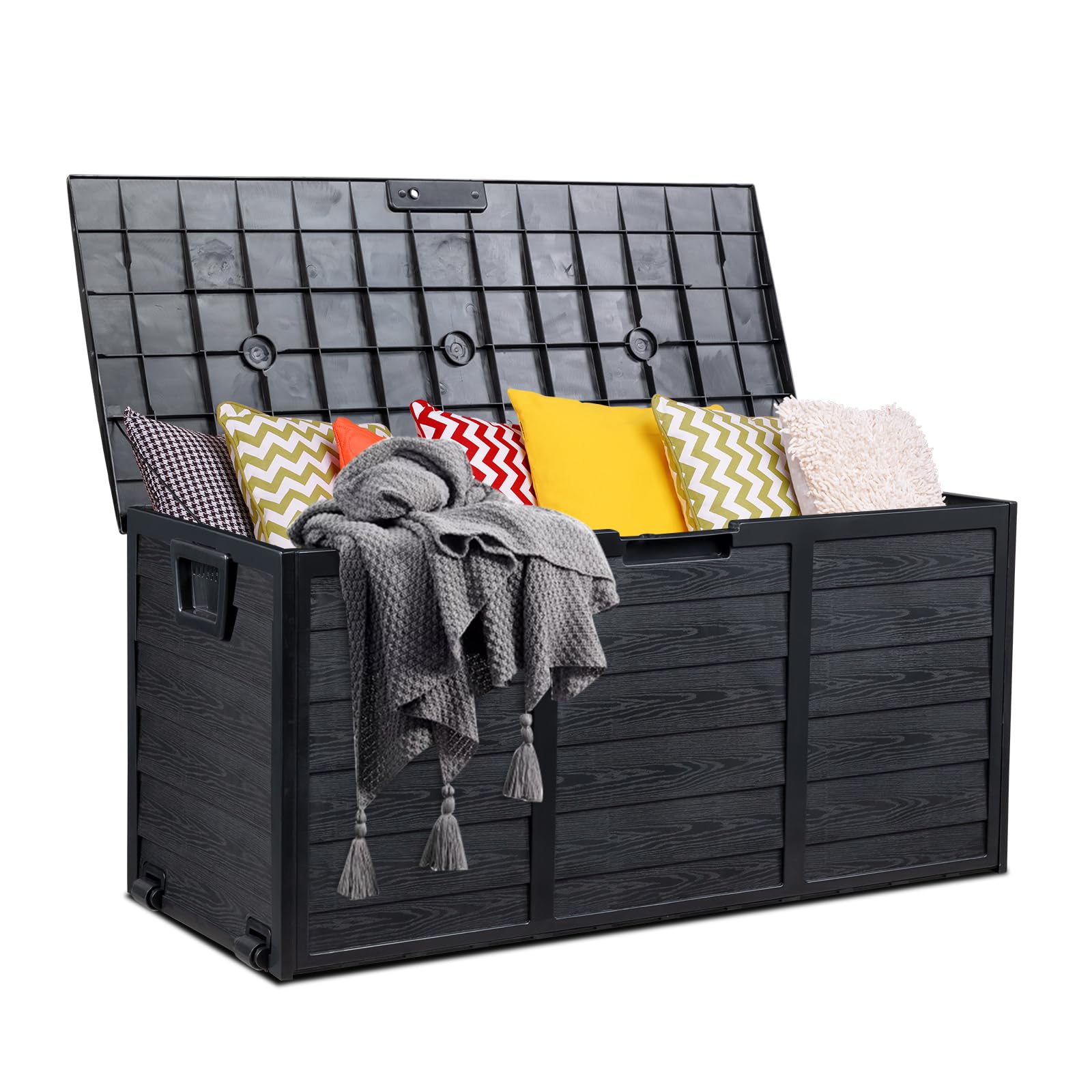 Outvita 75 Gallon Deck Storage Box, All Black