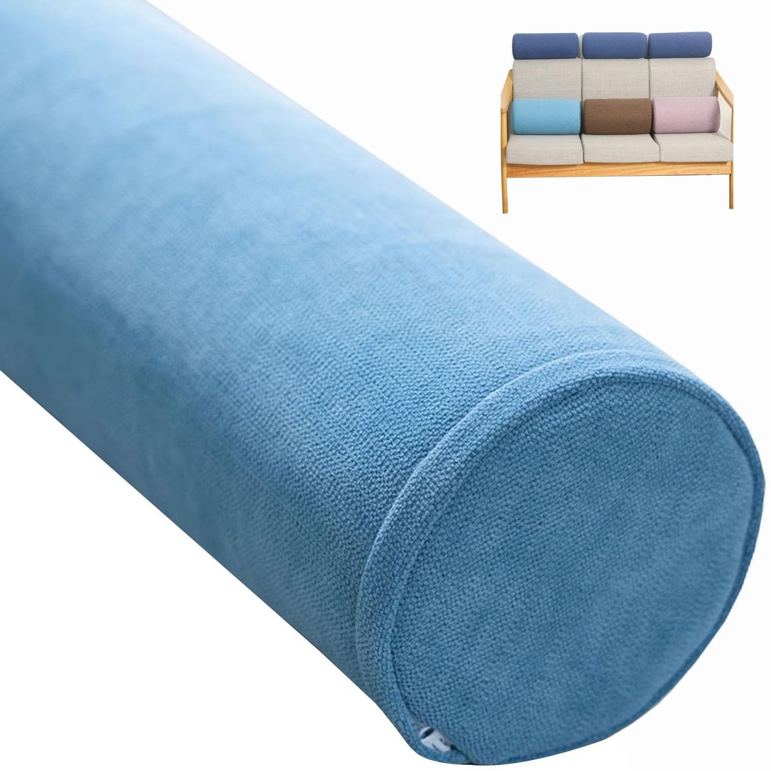 Langes zylindrisches Yoga-Kissen, abnehmbares Nackenstützkissen für Auto, Sofa, Bett, ideales Nackenrollenkissen für Schlaf und Entspannung, B12, 20 x 80 cm