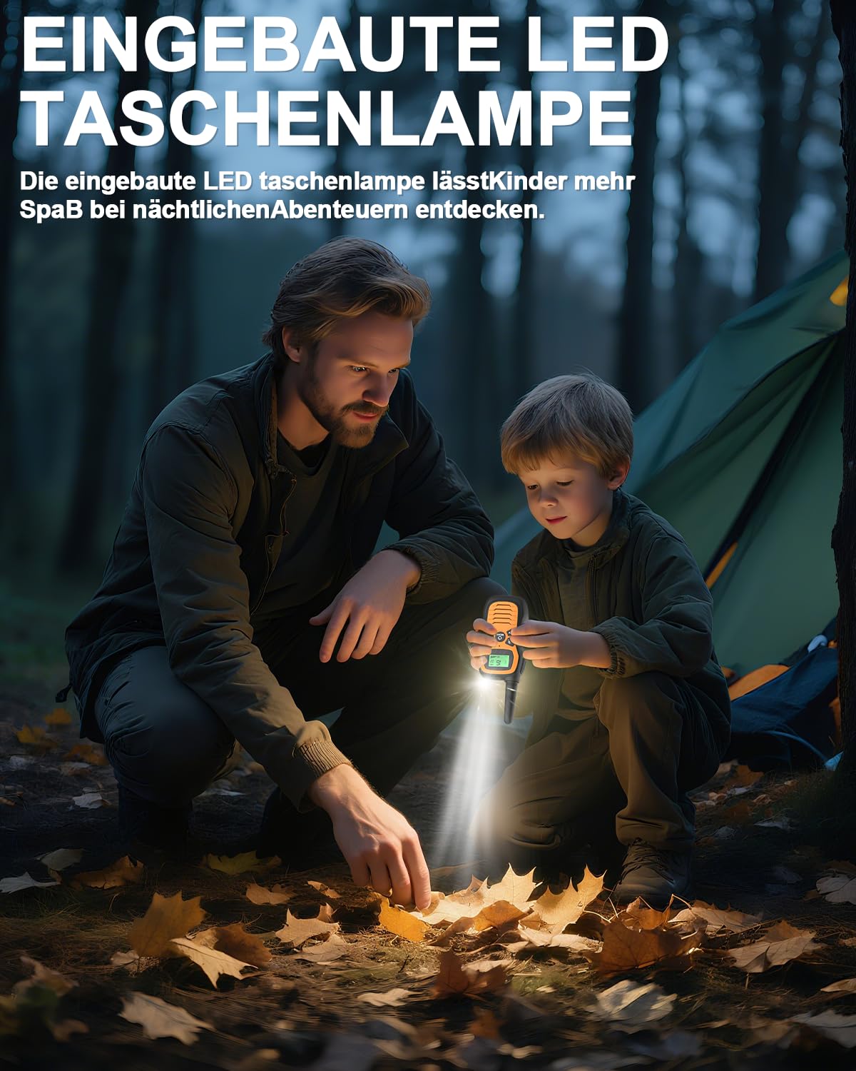 Walkie Talkie, Walkie Talkie Aufladbar für Kinder mit 16 Kanäle, 3er Set Funkgerät mit VOX Funktion, LED Taschenlampe, 3 Meilen Lange Distanz für Wandern Camping Abenteuer