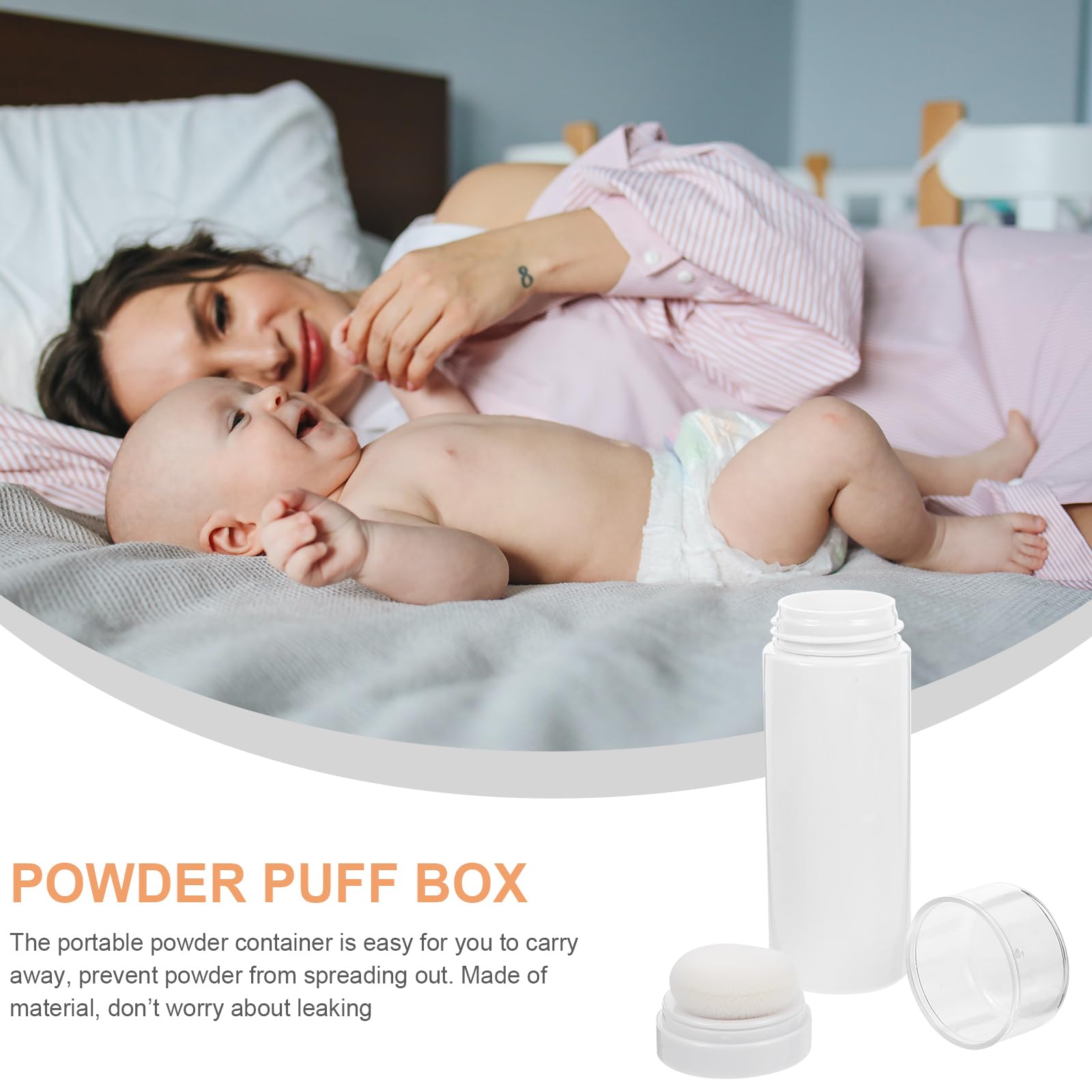 2Pcs Travel Body Powder Jars, Baby Talcum Powder Bottles with Puff, Empty Refillable Baby Loose Powder Containers for Home Outdoor Trips