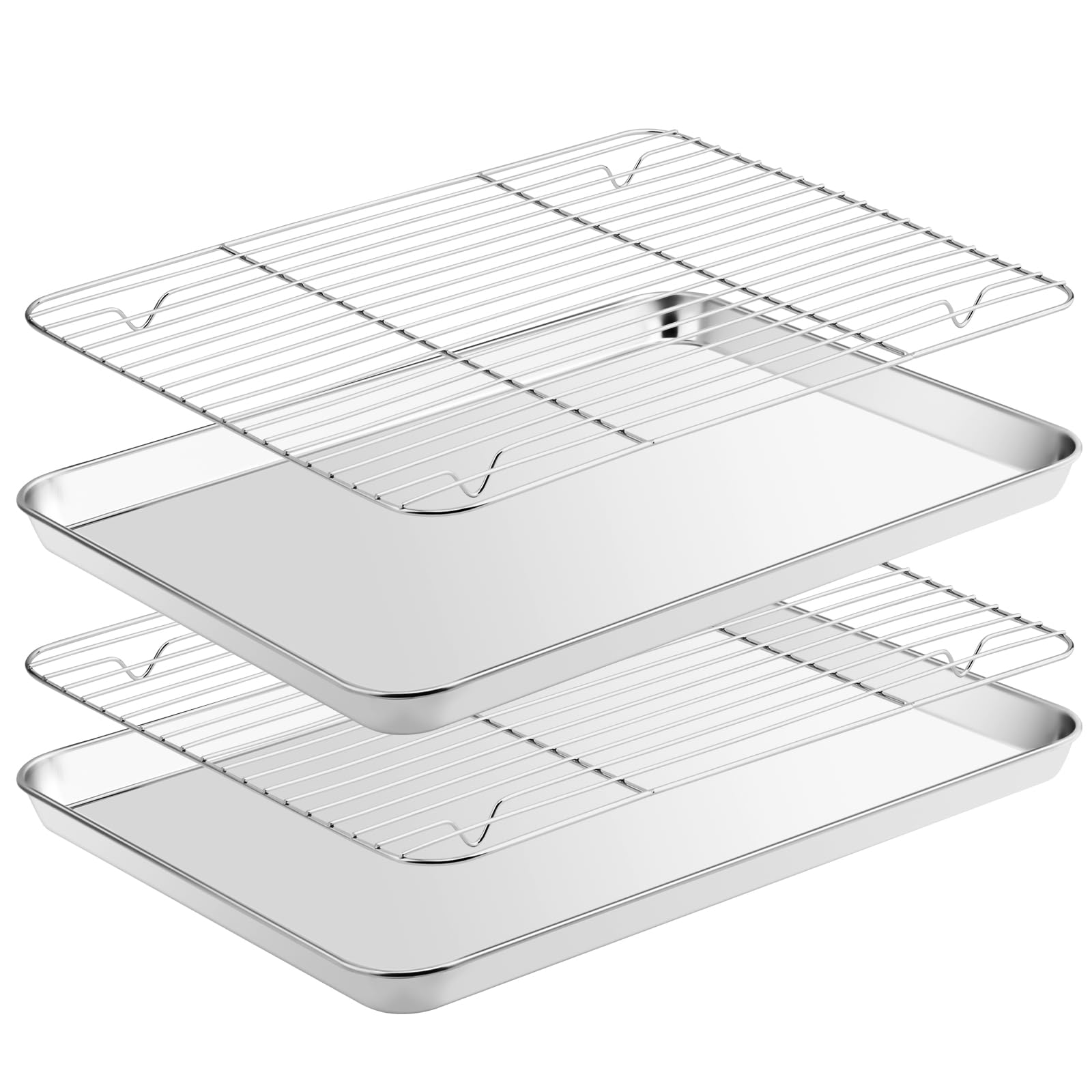 Juego de Bandeja para horno acero inoxidable con rejilla de enfriamiento 40.5x30.5x2.5cm
