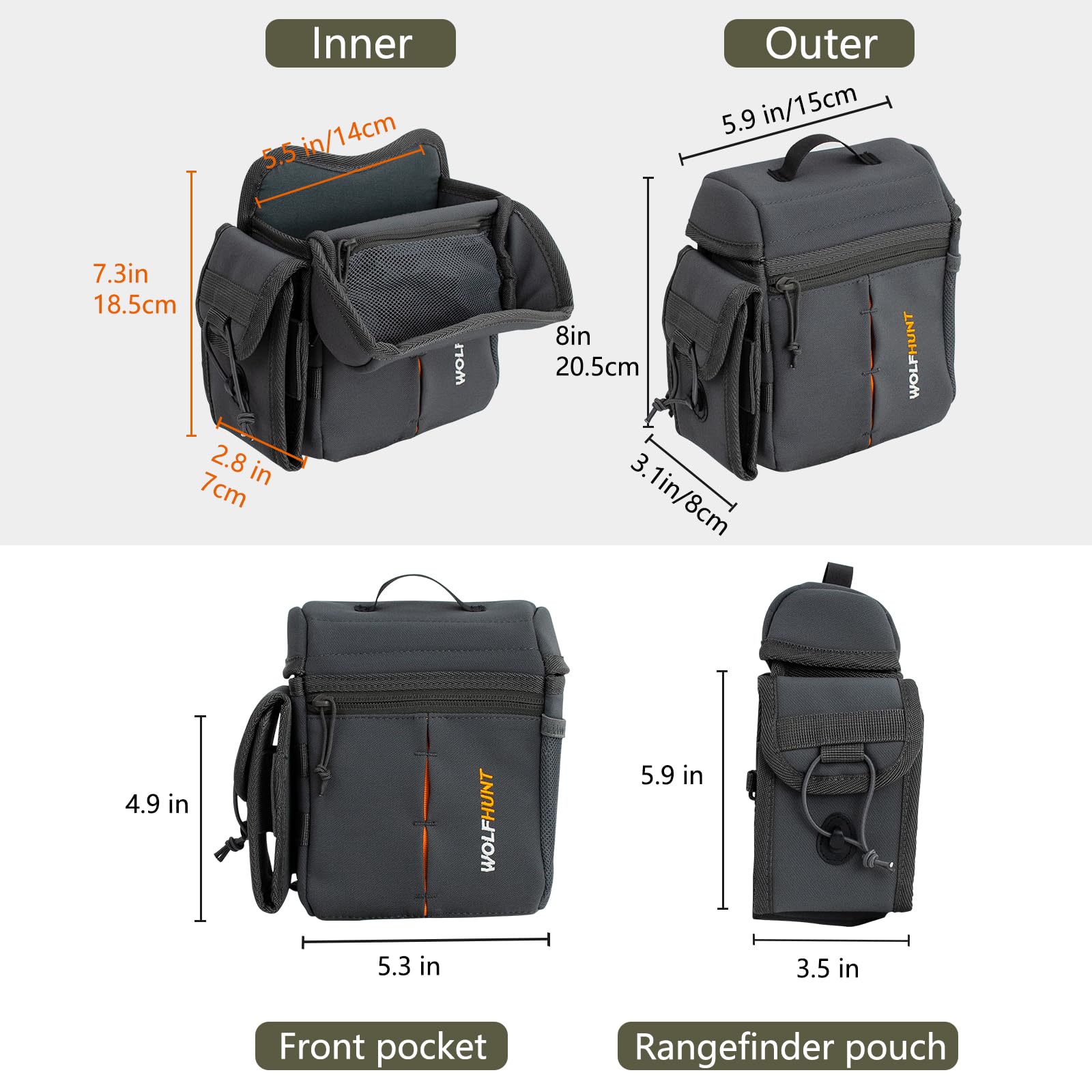 Arnés de prismáticos, Paquete de Cofre de binoculares con Bolsa para telémetro, Bolsas de binoculares de Apertura magnética, Modo de Triple Uso, Paquete de Cofre de Caza con Correas de sujeción