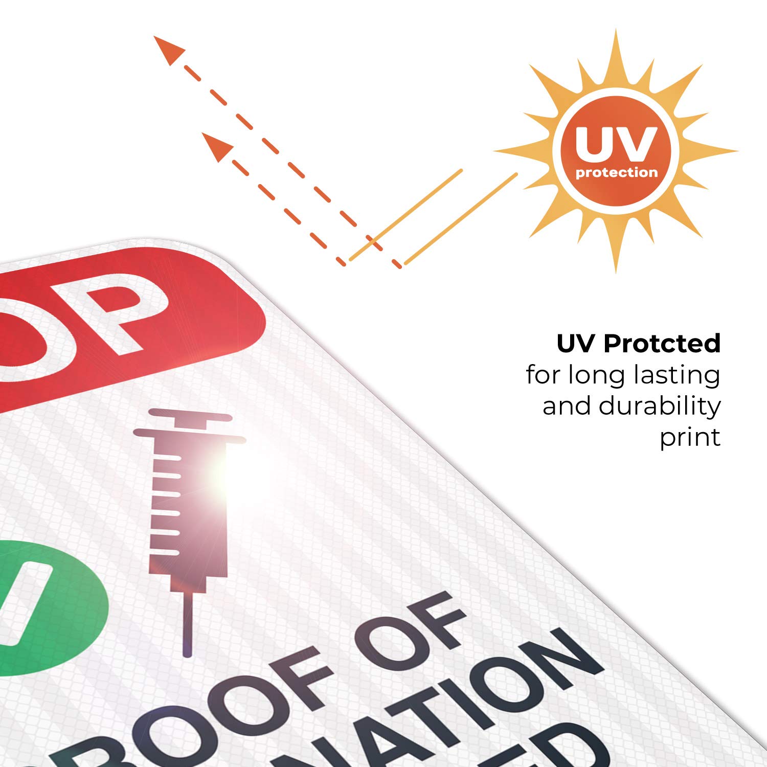 Proof of Vaccination Required to Enter Sign, Covid Vaccine Sign, 12x18 Inches, 3M EGP Reflective .063 Aluminum, Fade Resistant, Indoor/Outdoor Use, Made in USA