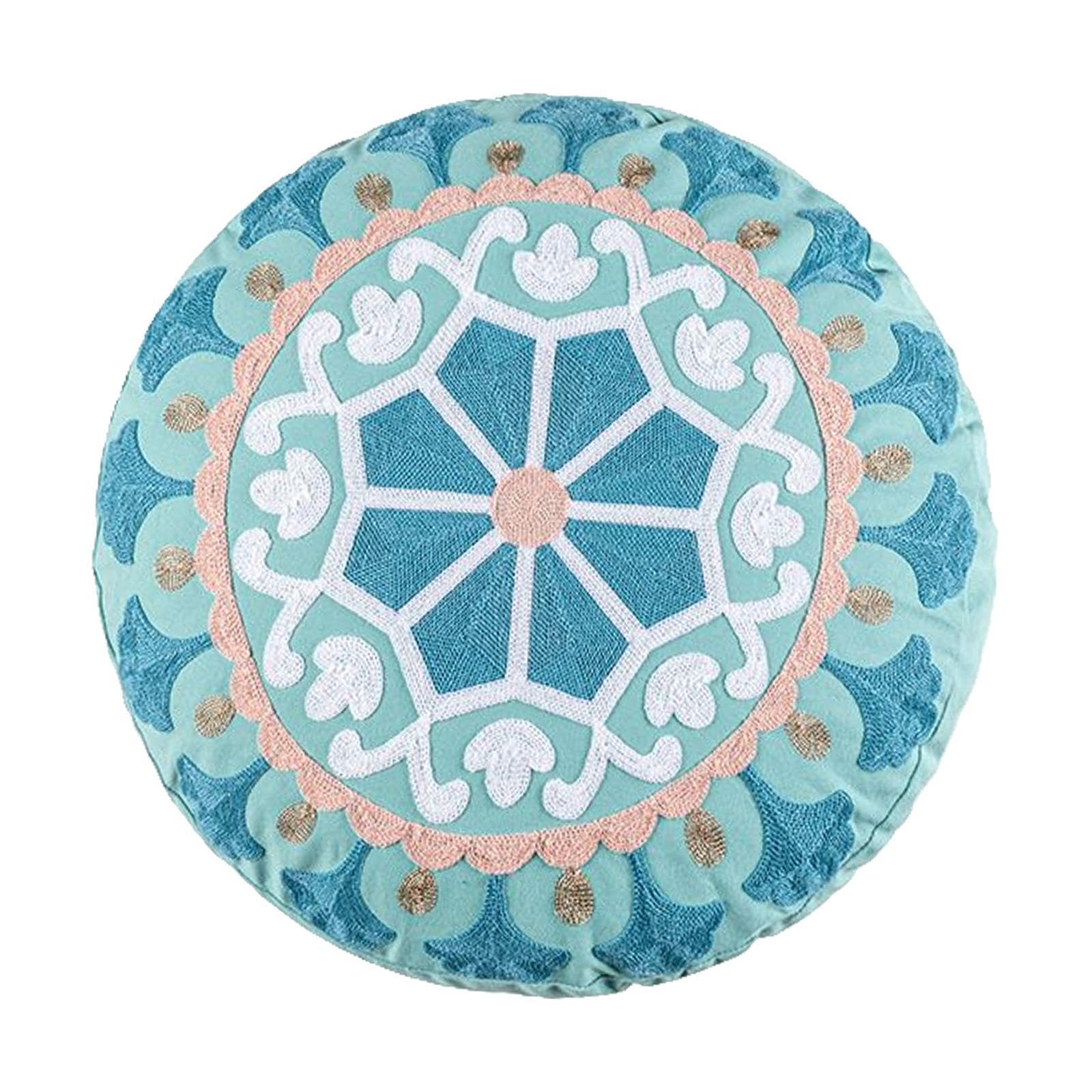 YIXANNX Bohemian Round Couch Pillows Cotton Mandala Cover Artistic Soft Fabric For Adding Relaxing Vibes To Homes Indian Tapestry Bohemian Pouf Throw Cushion