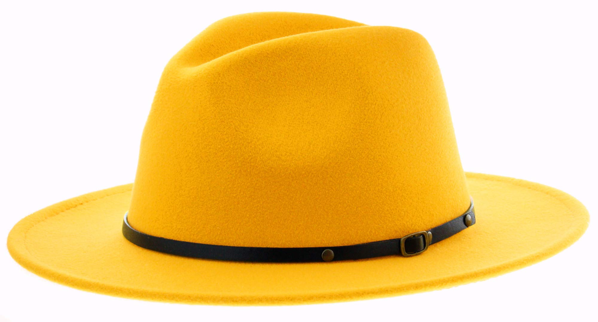 The Bowery - Red Bottom Flat Brim Felt Fedora (Honey B. Gold x Red, Large)
