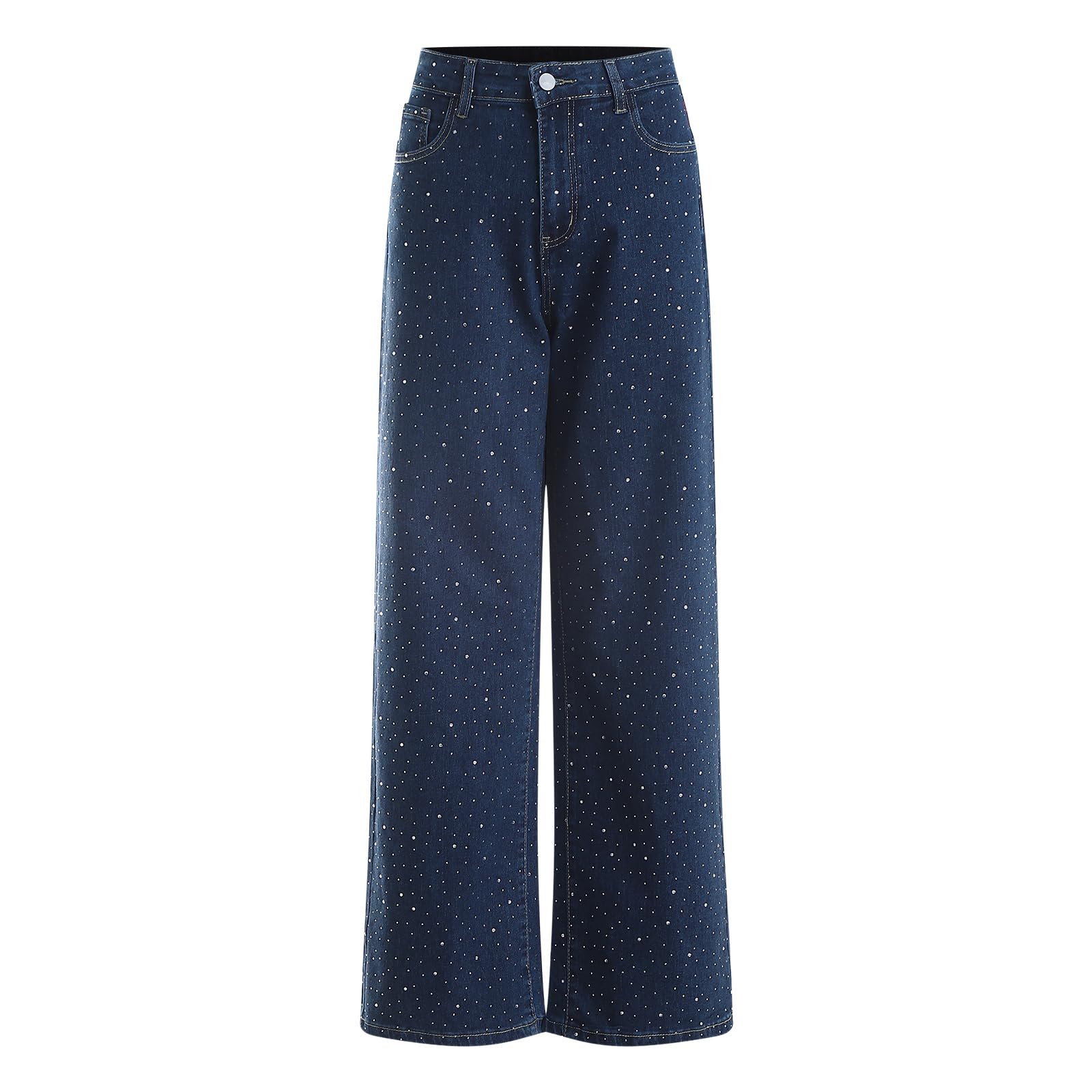 Vaqueros Rectos Mujer Pantalones Vaqueros Relajados De Pierna Ancha para Mujer Elásticos Campana Pantalones Ajustados para Cintura Alta Aspecto Desgastado Efecto De Lavado
