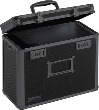 Vaultz File Organizer Storage Box - 14 x 7 x 12.19 Inch Letter Size, Portable Locking Storage Totes with Dual Combination Locks for Filing Office Documents - Super Tactical