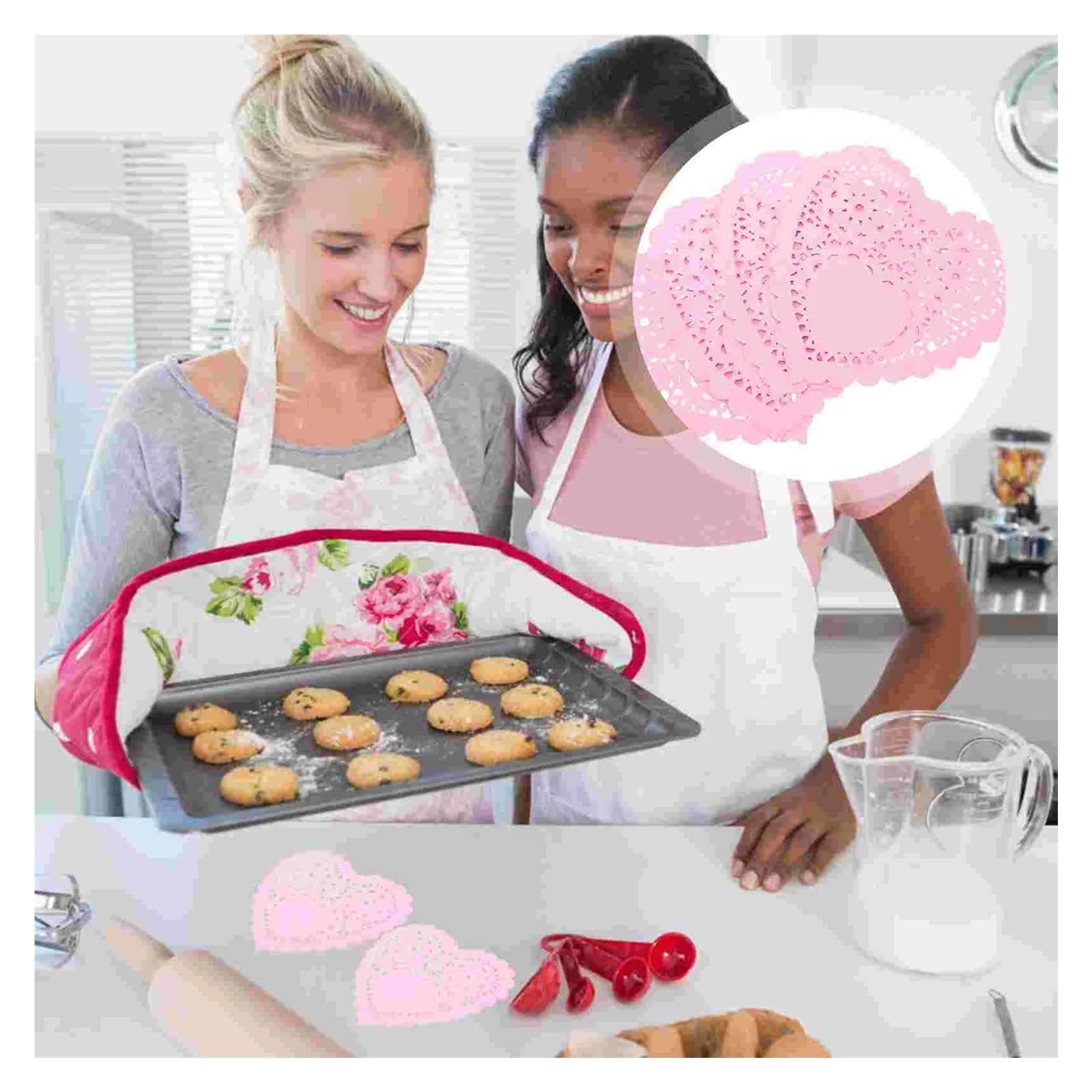 xulvoz Paper Doilies 200 Pcs Heart Shaped Paper Doilies Placemat For Food Tabletop Baking Tools Valentine Coasters Drinks Mat Plates For Cakes Desserts