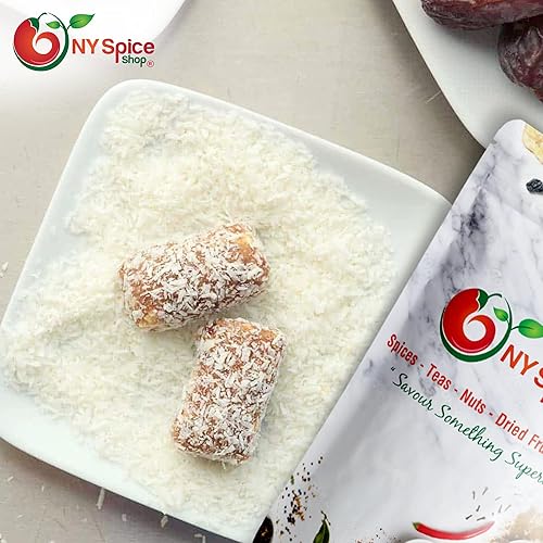 Miniatura 4 de NY SPICE SHOP Rollo de coco de dátiles, bolas de dátiles de coco 100% naturales, dátiles de oro a granel, frutas secas - Dátiles Medjool - Mini