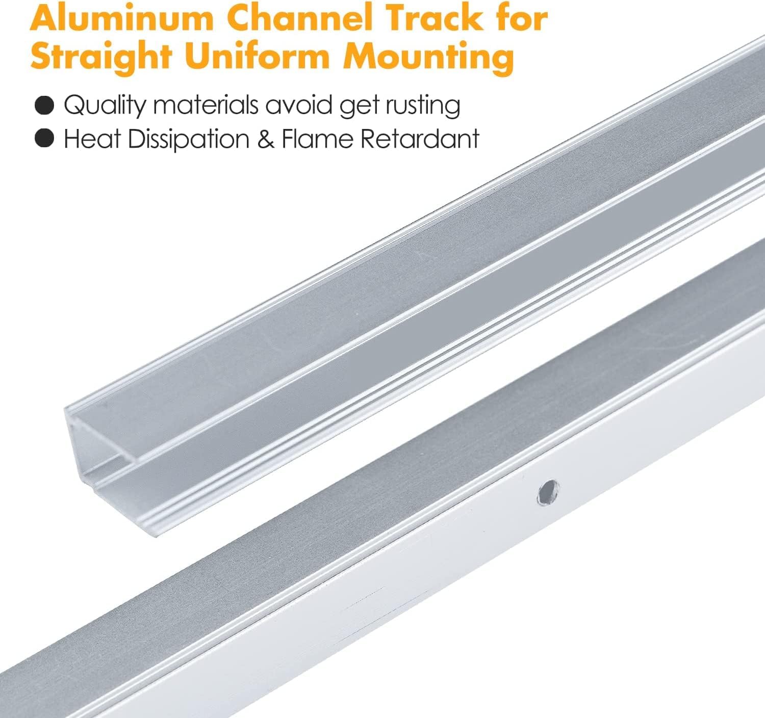 Shine Decor 3.3FT/1M Aluminum Track Channel Mounting Bracket, for 10mm W x 20mm H LED Neon Rope Lights, Pack of 10