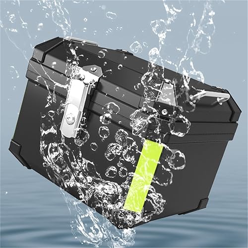 Miniatura 4 de NYCDA Caja de cola de motocicleta, caja de aluminio resistente universal para motocicleta, almacenamiento de viaje con placa base de soporte, caja