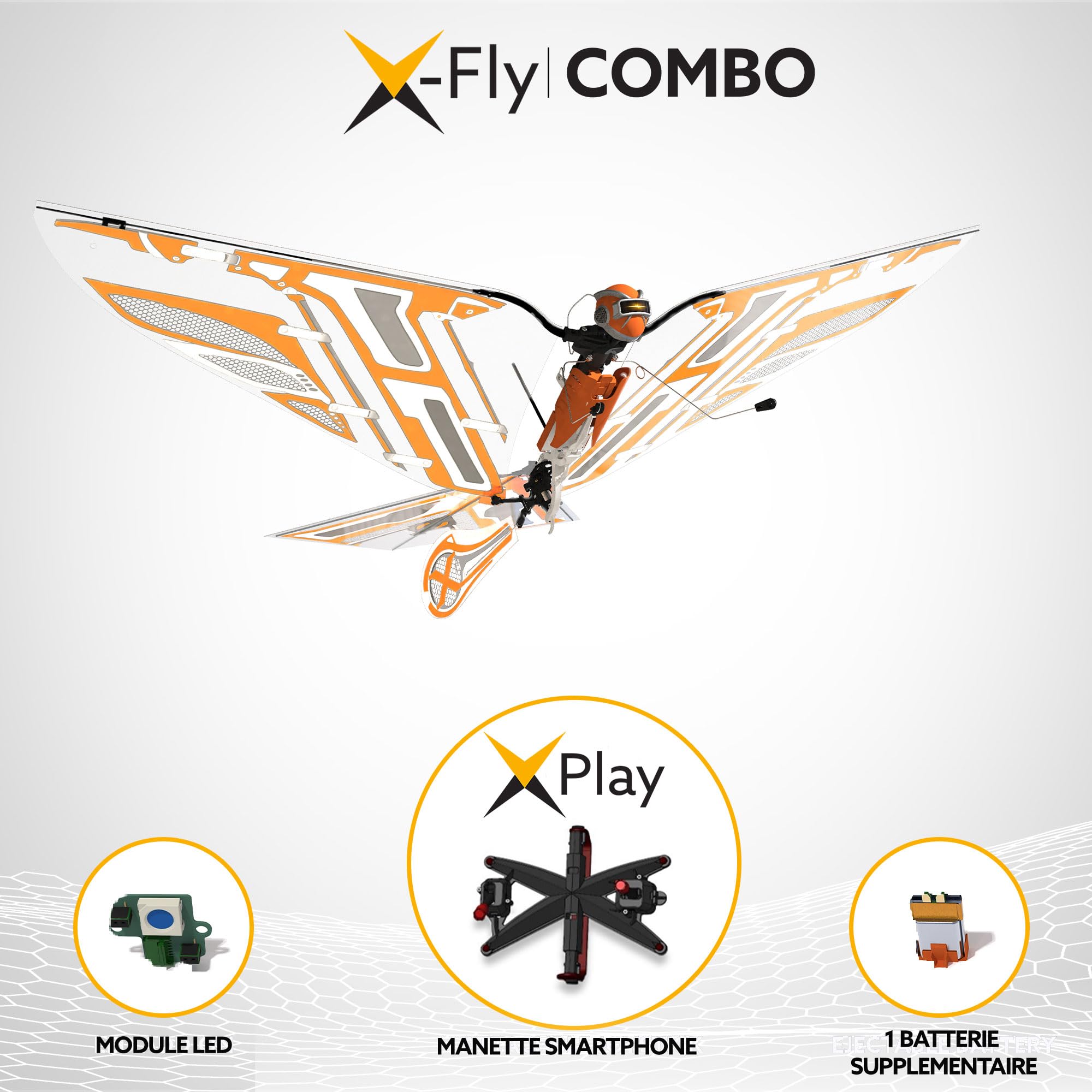 BionicBird X-Fly Combo | Drone ornithoptère assisté par capteurs avec Accessoires | Oiseau RC & contrôlé Via Application Smartphone iOS & Android | Autopilot & stabilisateur gyroscopique 6 Axes