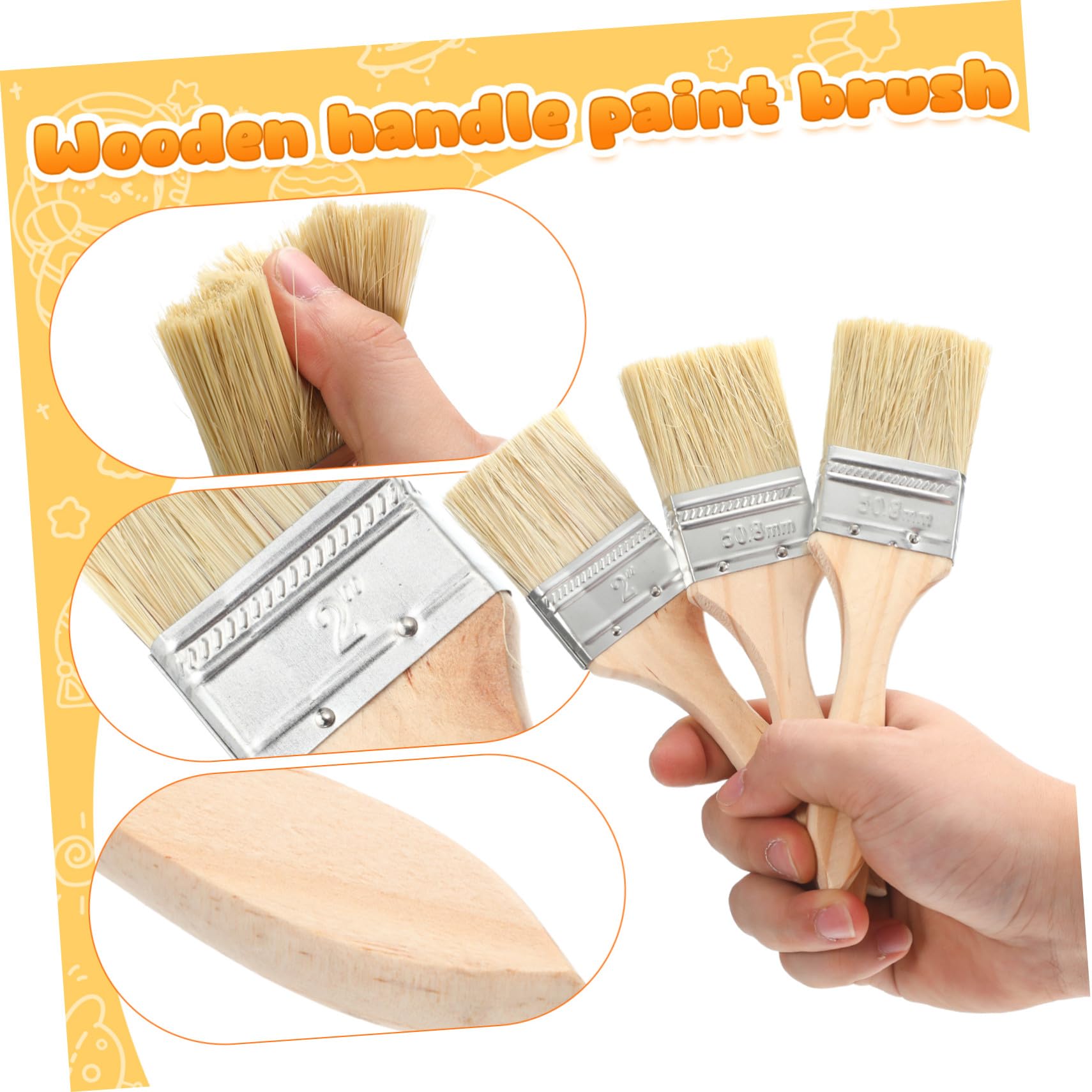 30 Pezzi Pennelli Pittura Professionali con in Legno Spesso Pennelli Piatti per Vernice Smalto e Varnish per Recinzioni e Pittura Edile ed Esterna