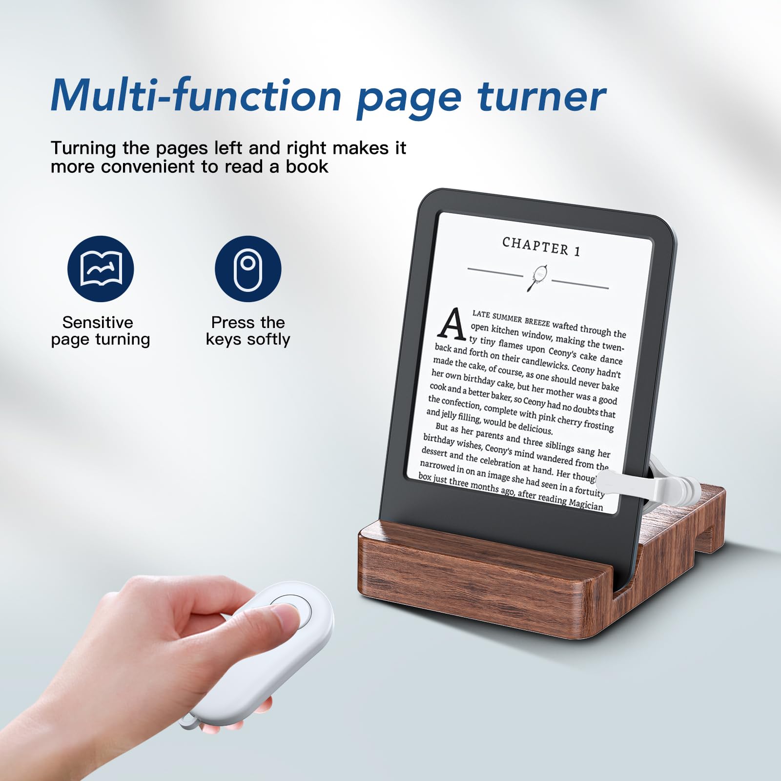 Seitenumkehrer mit Fernbedienung für Kindle Paperwhite Oasis Kobo eReader, Kindle Clicker, Seitenumkehrer, Zubehör für iPhone, iPad, Android-Tablets, Leseromane, Videoaufzeichnung und Auslöser Selfie