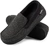 LongBay Men's Moccasin Slippers Memory Foam Plush Fleece House Shoes in Indoor Outdoor