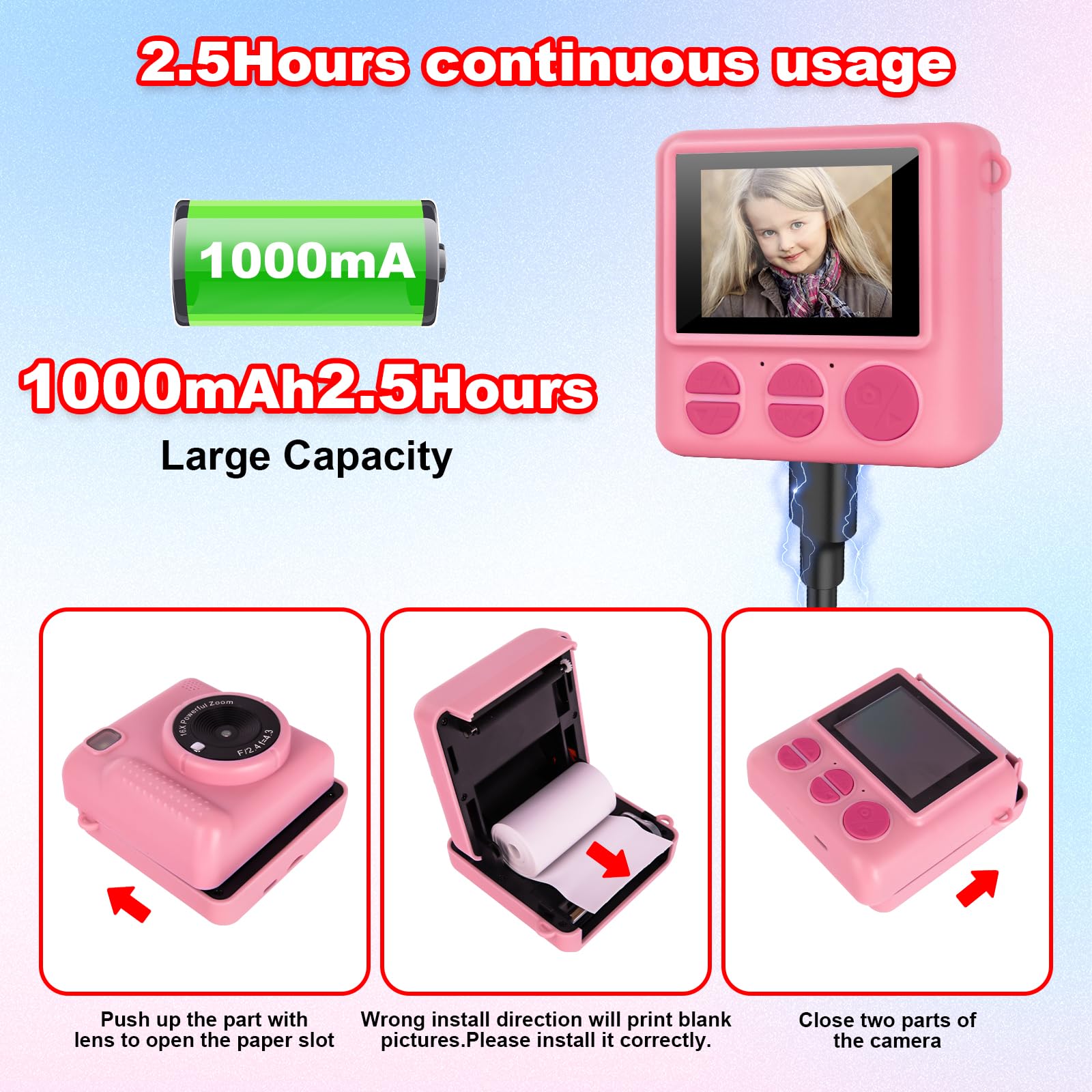 NICEWIN Kids Instant Caera For Girls And Boys, 1080P HD Digital Print - View #7